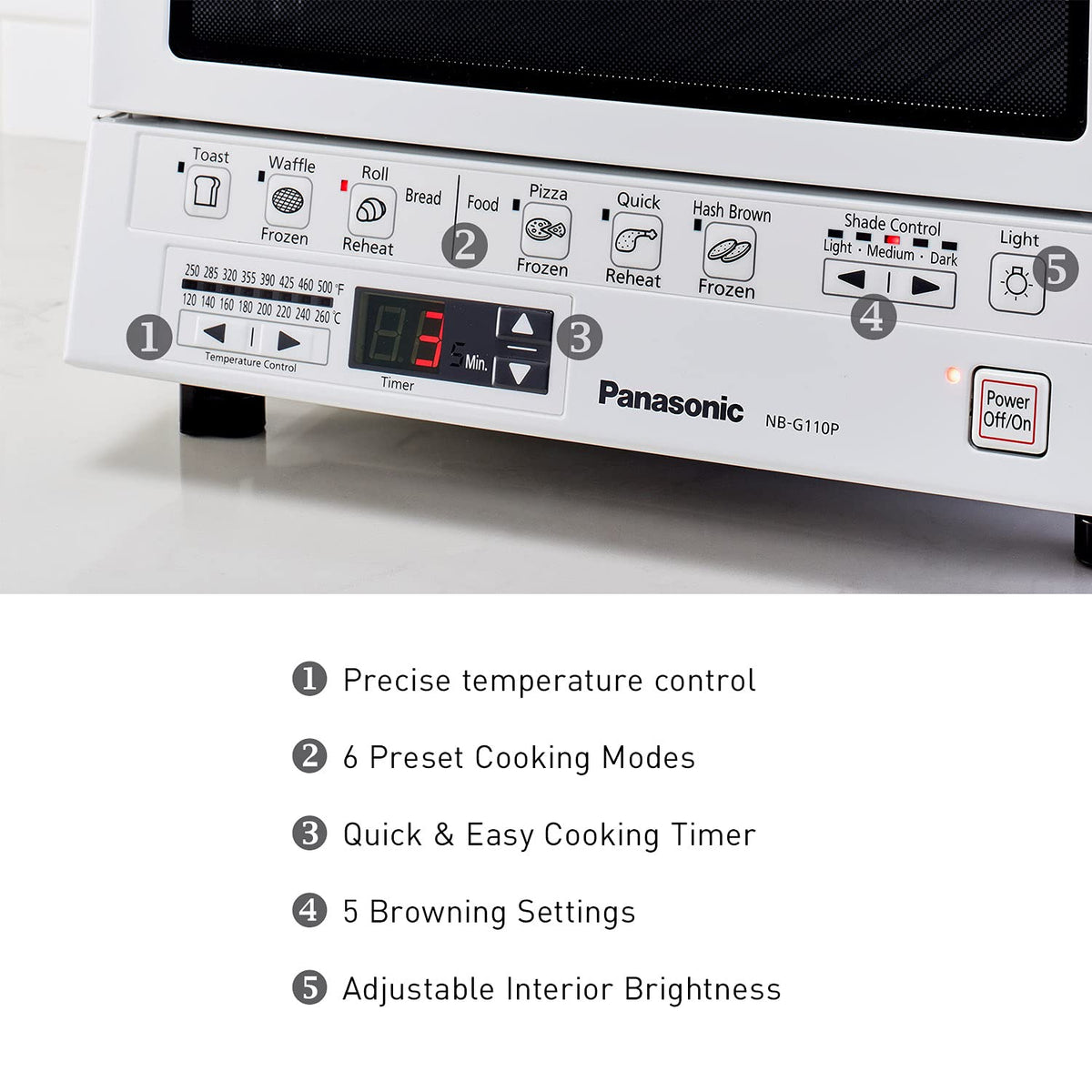 Panasonic FlashXpress Toaster Oven Countertop, 4-Slice Compact Size with Double Infrared Heating, 6 Auto Cook Options and Precise Temperature Control