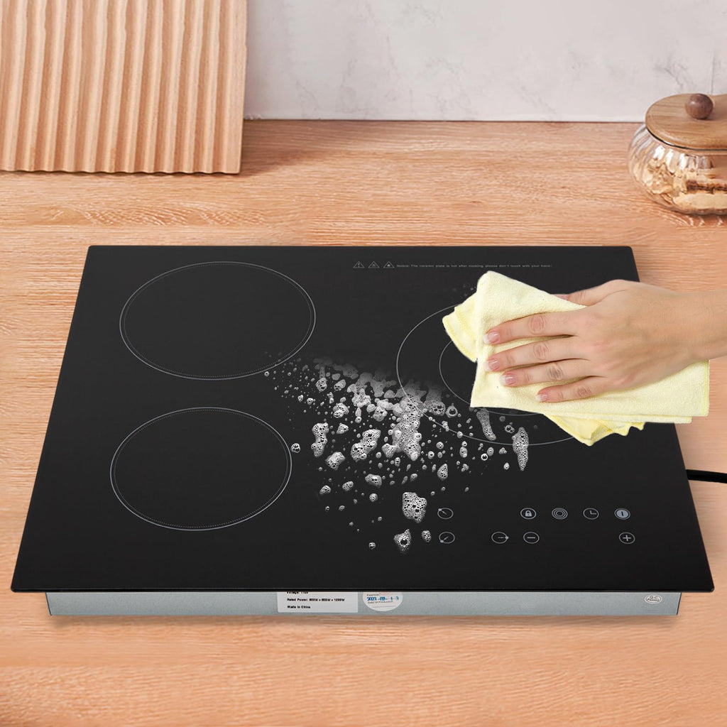 3000W 110V Cooktop Portable 4 Burners Electric Built-in Cooktop Sensor Touch Control Countertop Electric Hot Plate with Kid Safety Lock and 2H Timer