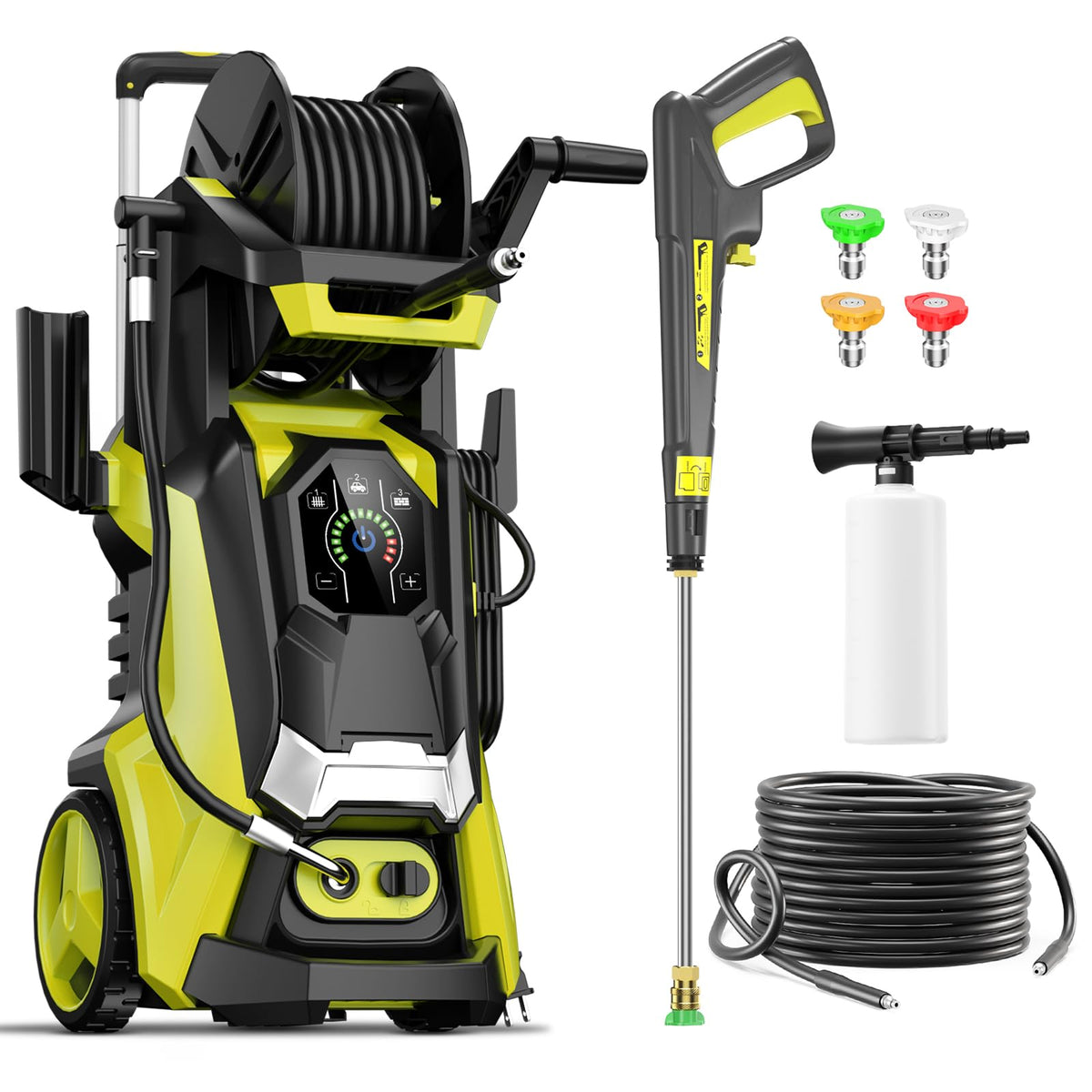Pressure Washer Power Washers with Touch Screen, 5000PSIIMAX, High Pressure Cleaning Machine with 4 Quick Connect Nozzles and Foam Cannon for Cars