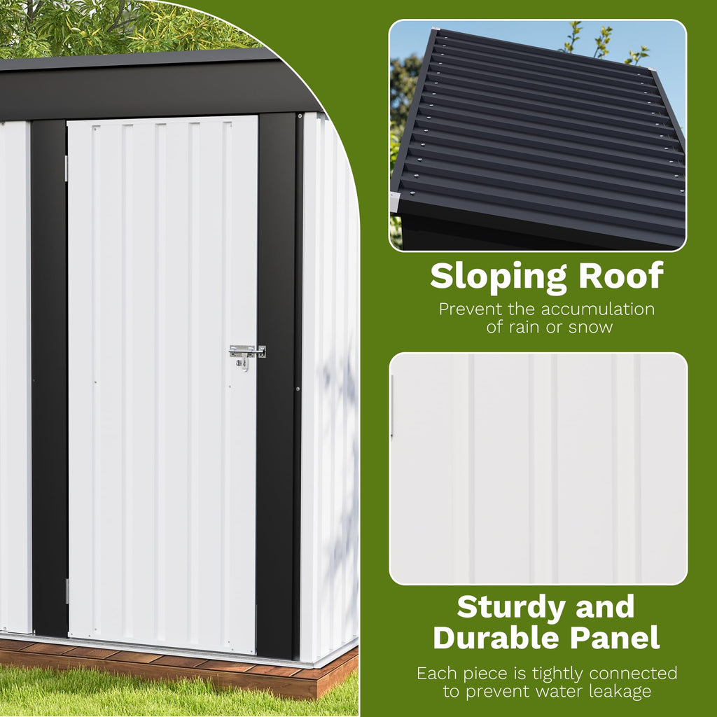 Patiowell 10 x 12 FT Metal Storage Shed for Outdoor, Steel Yard Shed with Design of Lockable Doors, Utility and Tool Storage for Garden, Backyard