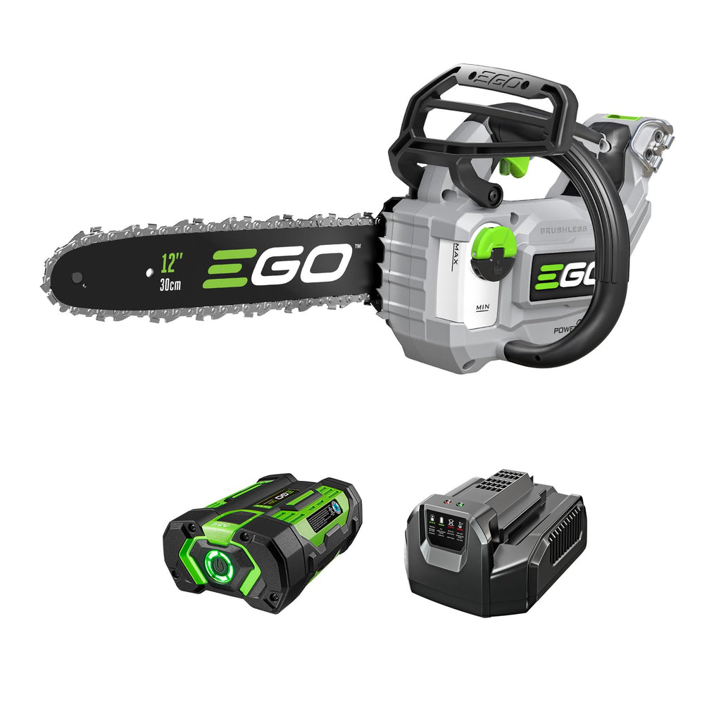 EGO POWER+ Chain Saw, 12" Battery Powered Chainsaw, Electric Cordless, Includes 56V 2.5Ah Battery and Charger - CS1201
