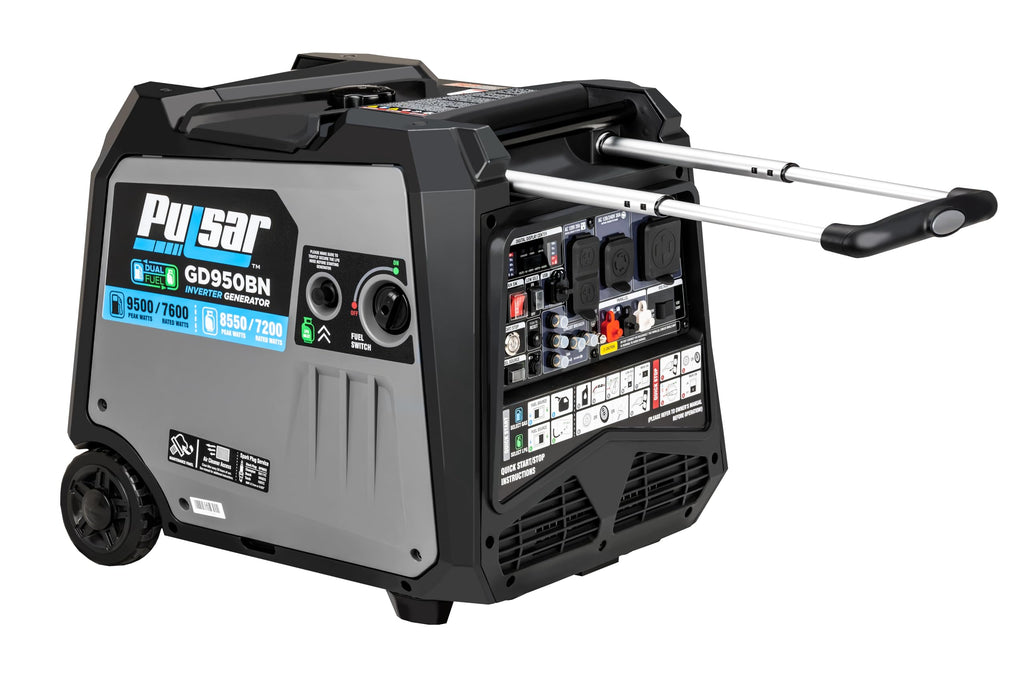 Pulsar GD10KBN 10500W Dual Fuel Home Backup Portable Inverter Generator with Wheel Kit and Electric Start RV Ready