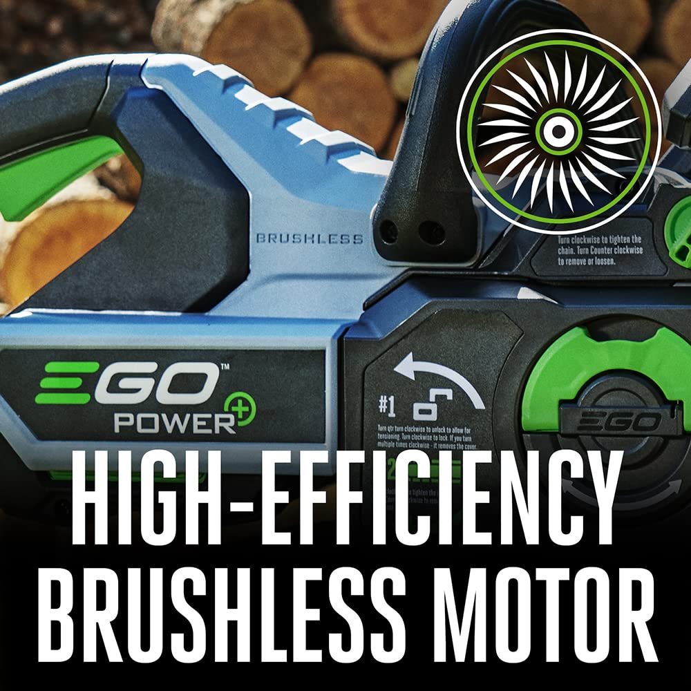 EGO POWER+ Chain Saw, 12" Battery Powered Chainsaw, Electric Cordless, Includes 56V 2.5Ah Battery and Charger - CS1201