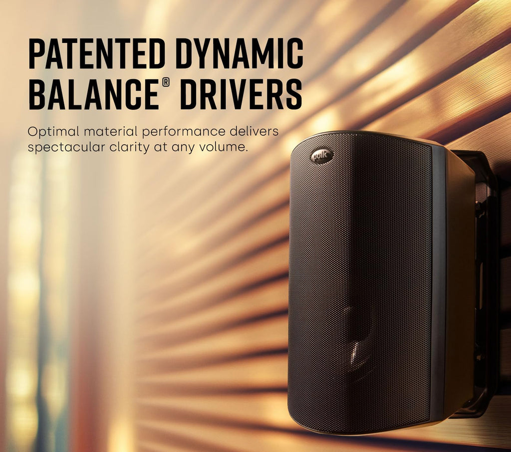 Polk Audio Atrium 4 Weatherproof Outdoor Speakers with Powerful Bass (Pair, Black), All-Weather Durability, Broad Sound Coverage, Speed-Lock Mounting
