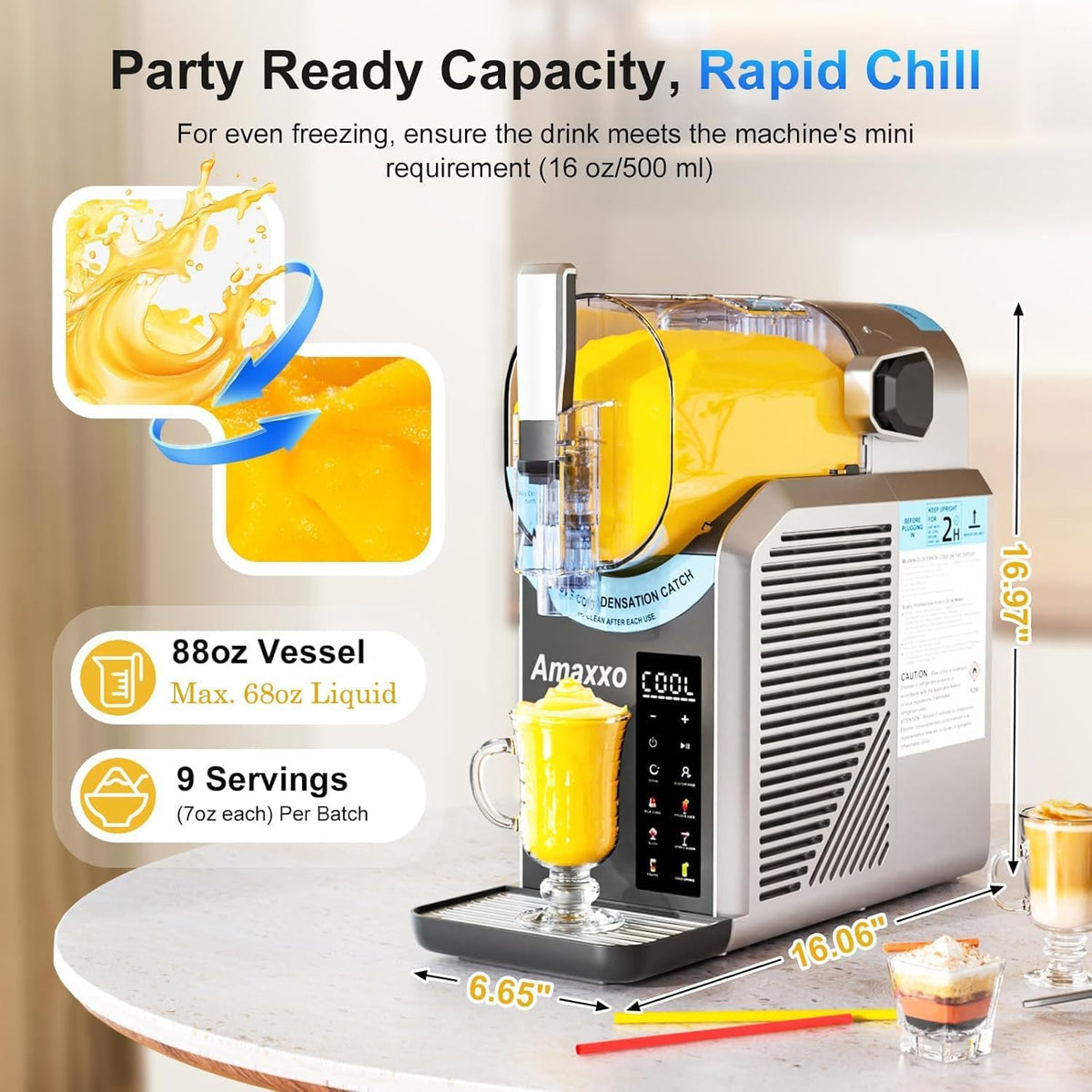 2 IN1 Ice Cream Maker Slushie Machine for Home - 88oz Slushy Machine Maker No Ice Needed Self Cleaning, Frozen Drink Machine, 5 Preset for Soft Serve