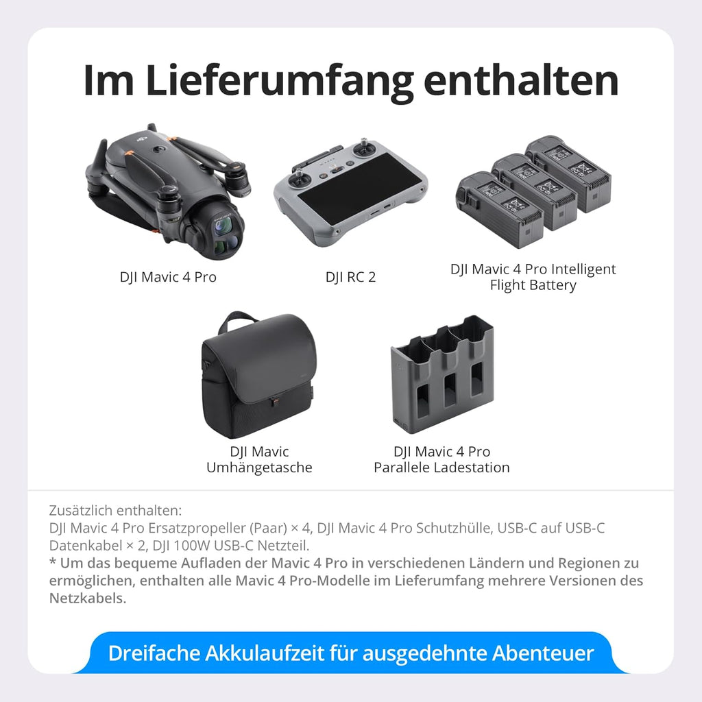 DJI Mavic 4 Pro Fly More Combo with DJI RC 2, Flagship Tri-Camera Drone with 100MP 4/3 CMOS Hasselblad Camera, 30km/18.6mi Video Transmission, 51-Min