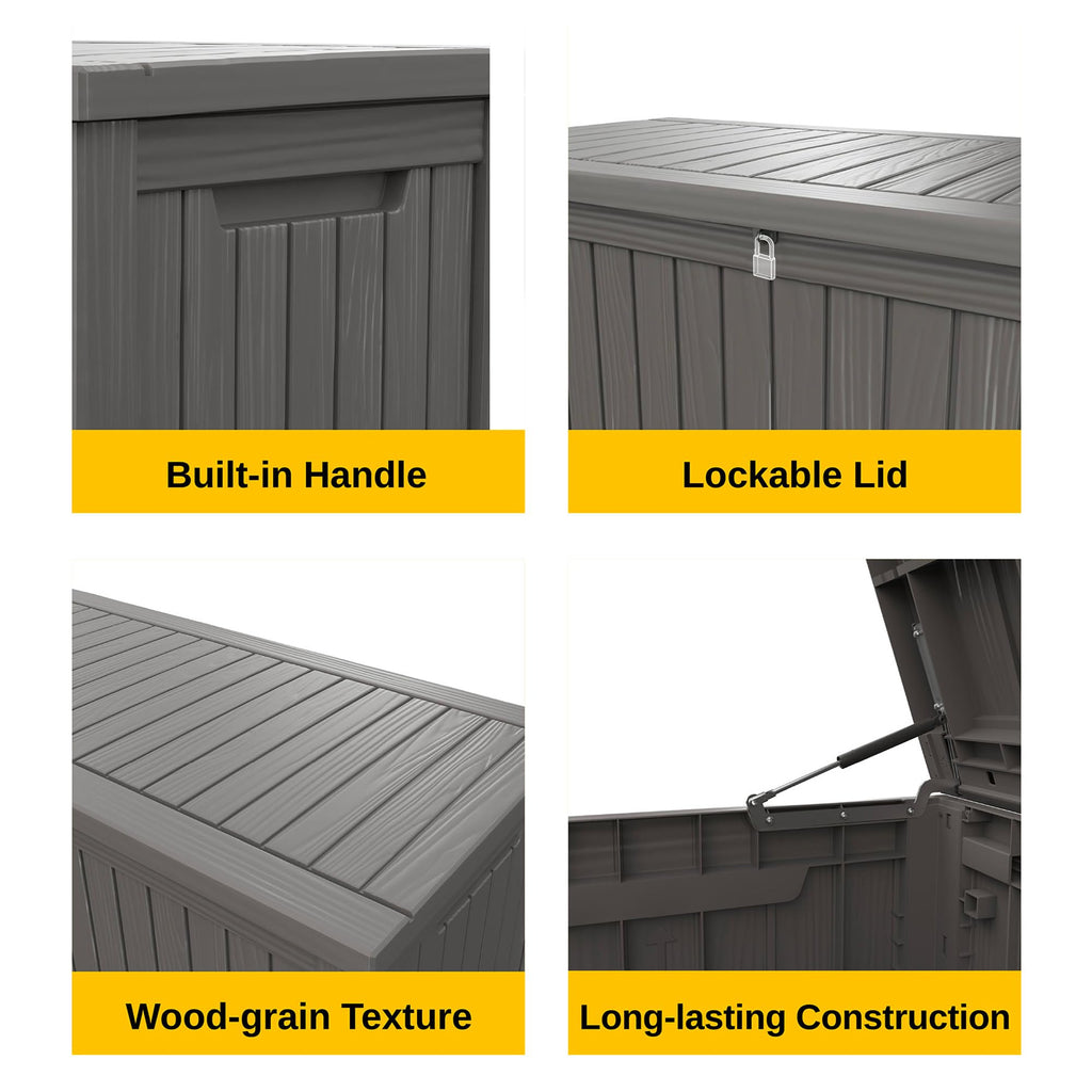 EAST OAK Outdoor Storage Box, 180 Gallon Deck Box, Large Resin Storage Bin for Patio Cushions, Gardening Tools, Lockable, Waterproof and UV Resistant
