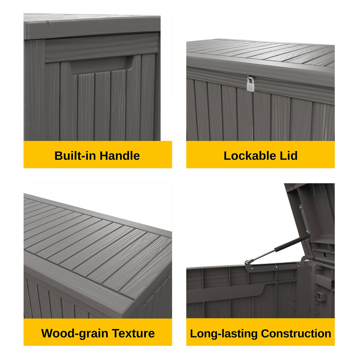 EAST OAK Outdoor Storage Box, 180 Gallon Deck Box, Large Resin Storage Bin for Patio Cushions, Gardening Tools, Lockable, Waterproof and UV Resistant