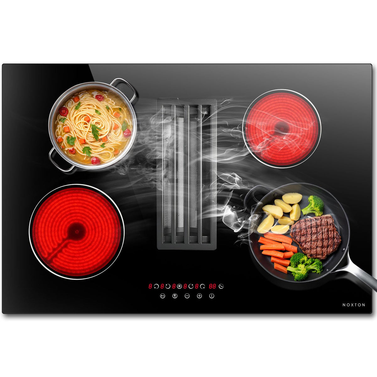 Noxton 30 Inch Electric Cooktop, 8400W 5 Burners Built-in Radiant Electric Stove Top, Slider Control, 9 Power Levels, Child Safety Lock, Timer, 220