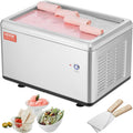 VEVOR Fried Ice Cream Machine, 12.6" x 8.5" 120W Stir-Fried Ice Cream Roll Maker with Compressor and 2 Scrapers, for Making Dessert Rolls, Frozen