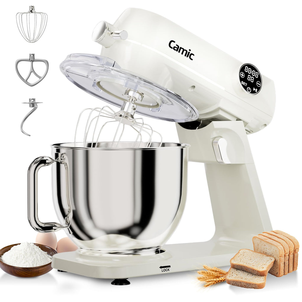 8.45 QT All Metal Stand Mixer,10 Speed Large Capacity Kitchen Mixer with Digital Timer & Tilt-Head, Electric Mixer with Whisk Dough Hook Mixing