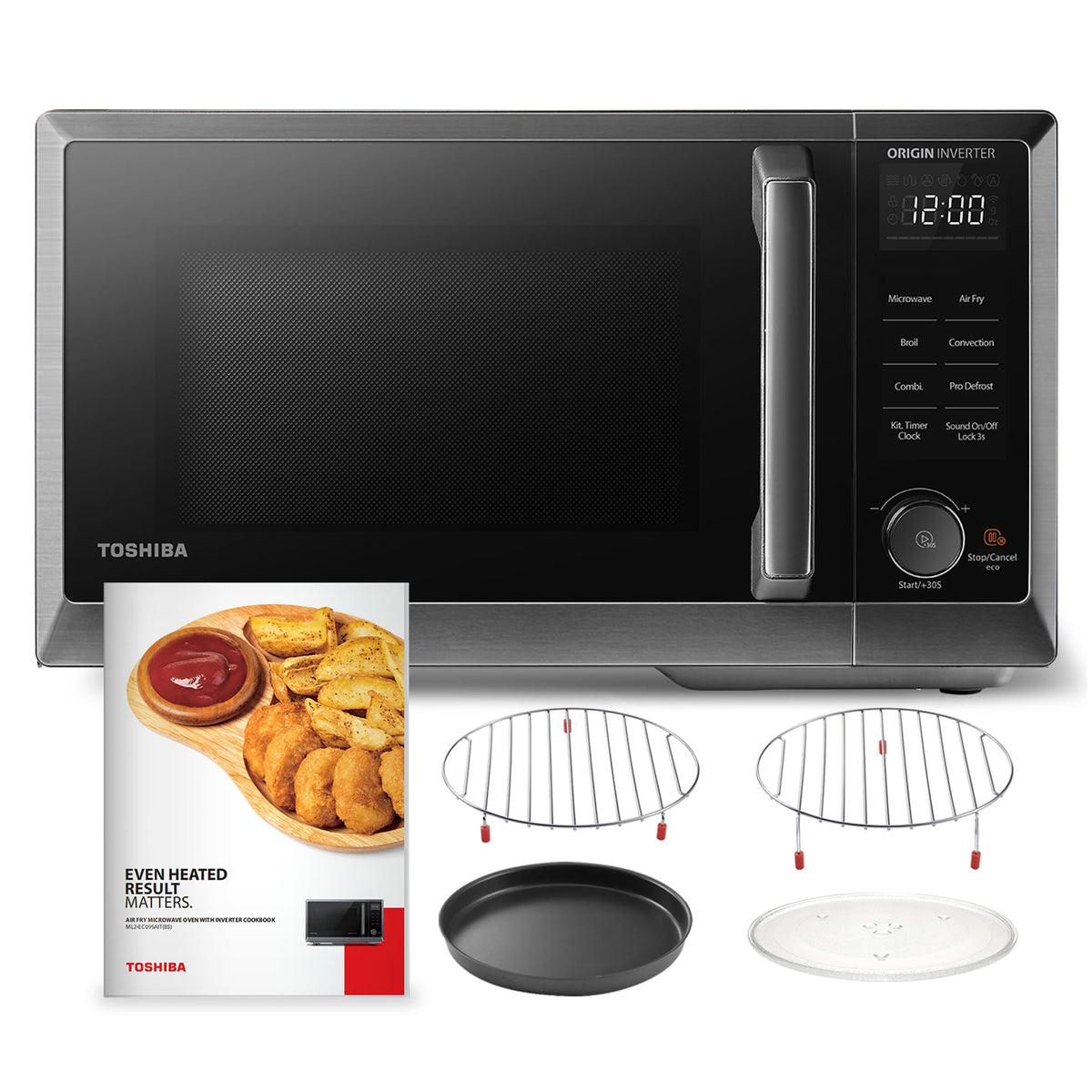TOSHIBA 6-in-1 Inverter Countertop Microwave Oven Healthy Air Fryer Combo, MASTER Series, Air Fryer, Broil, Convection, Speedy Combi, Even Defrost