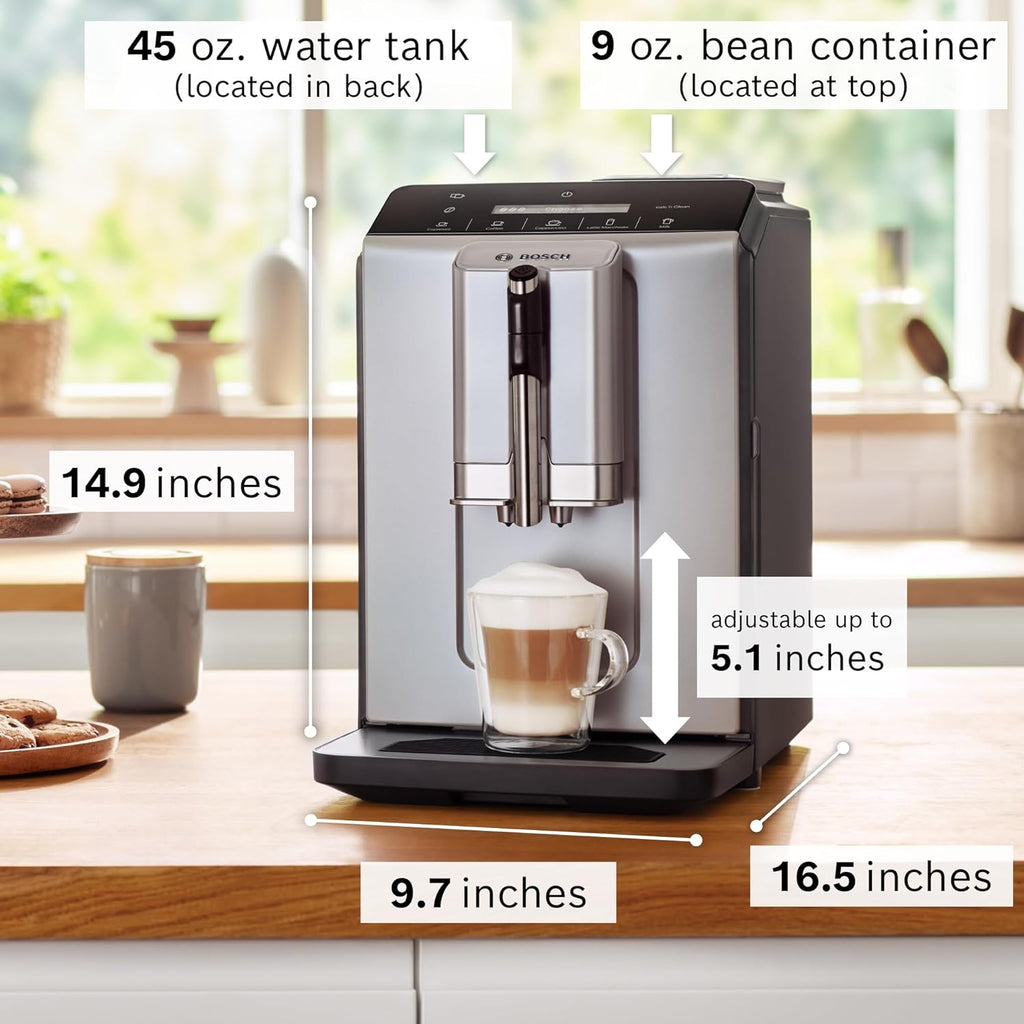 Bosch 300 Series Fully Automatic Espresso and Coffee Machine C In-Cup Frother, OneTouch Milk Drinks, 5 Drink Options, Ceramic Grinder, Easy Clean &
