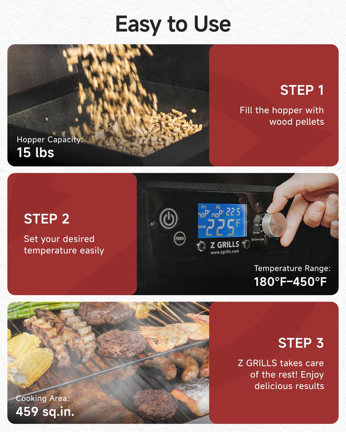 Z GRILLS ZPG-450A2 Wood Pellet Grill & Smoker, PID V3.0 Controller, 459 Sq in Cook Area, Foldable Shelf, Meat Probe, Rain Cover, 8 in 1 BBQ Grill