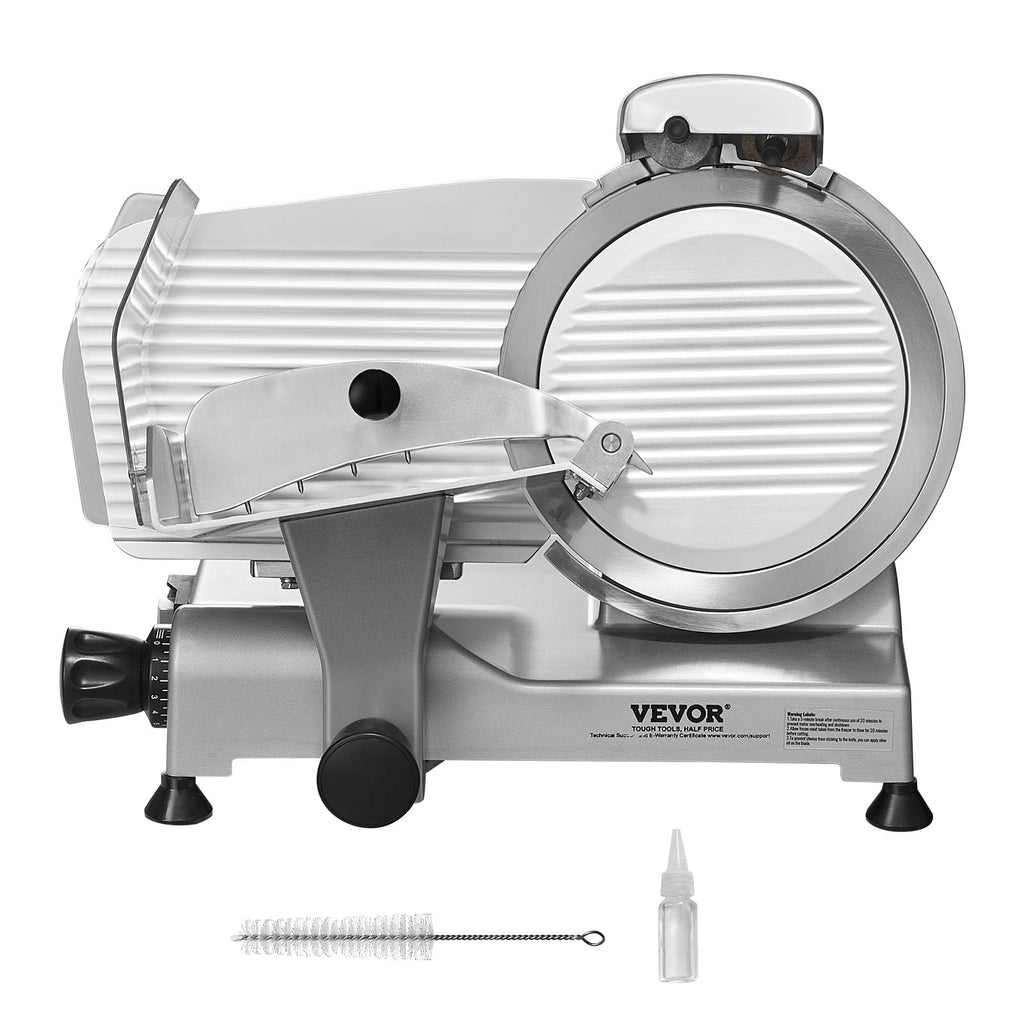 VEVOR Commercial Meat Slicer, 10 inch Electric Food Slicer, 240W Frozen Meat Deli Slicer, Premium Chromium-plated Steel Blade Semi-Auto Meat Slicer