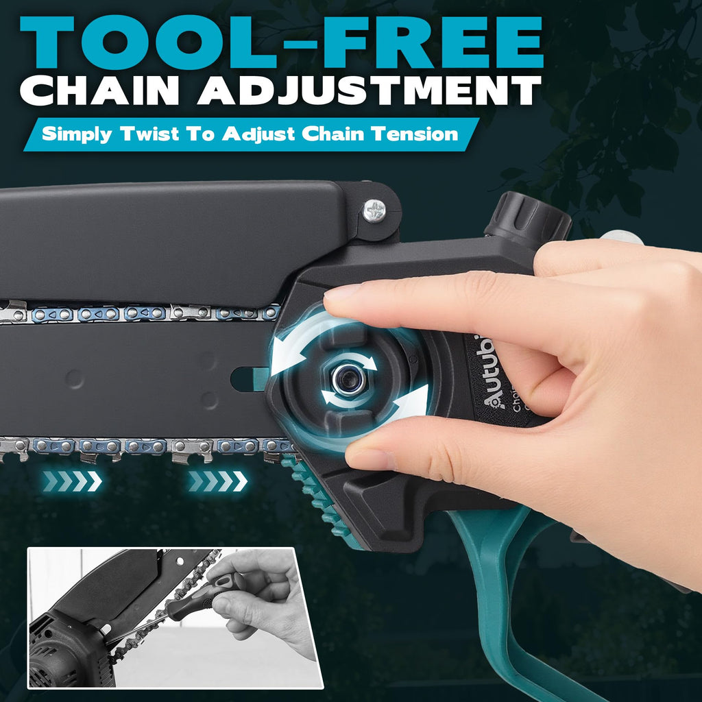 2-in-1 Cordless Pole Saw & 8'' Mini Chainsaw,Forest Ranger Approved Electric Handheld Chain Saw with 2 21V 4.0Ah Rechargeable Batterie&Charger, Auto