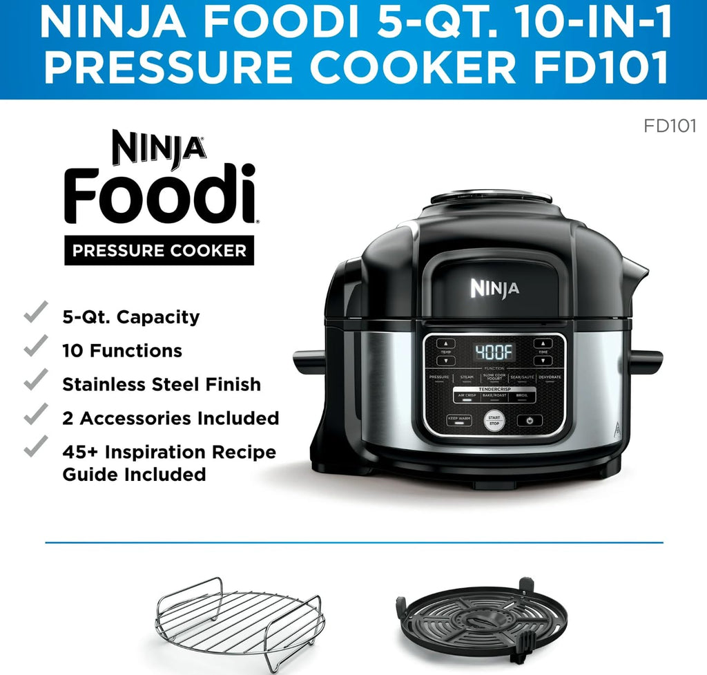 Ninja Foodi 10-in-1 Pressure Cooker & Air Fryer Combo, 6.5 Qt Stainless Steel Multi Cooker C Slow Cook, Steam, Bake, Roast, Dehydrate, Sear C Perfect