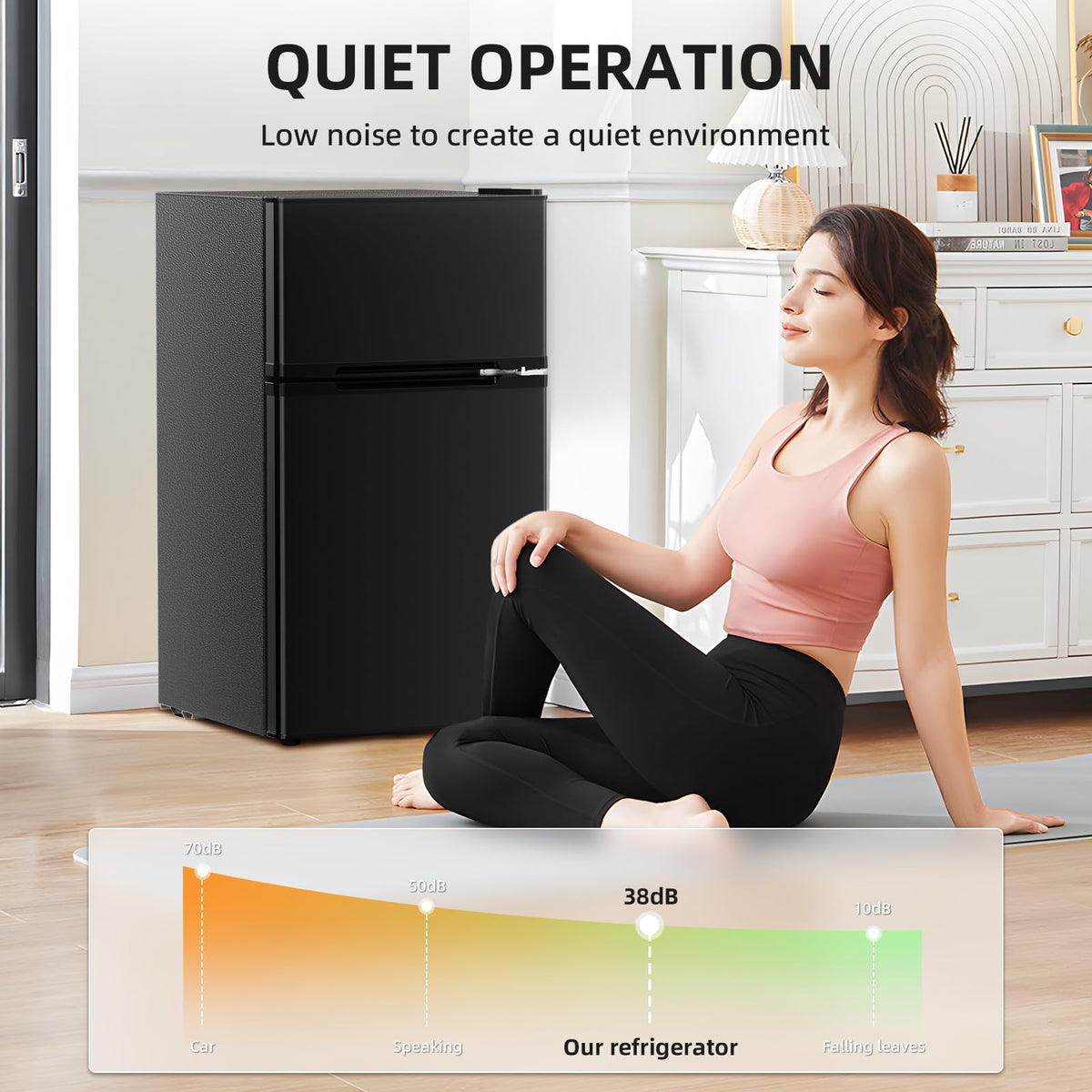 Antarctic Star Compact Refrigerator,4.5 Cu.Ft. Mini Separate Freezer Double 2-Door Adjustable Removable Shelves for Apartment/Dorm/Office,GREY