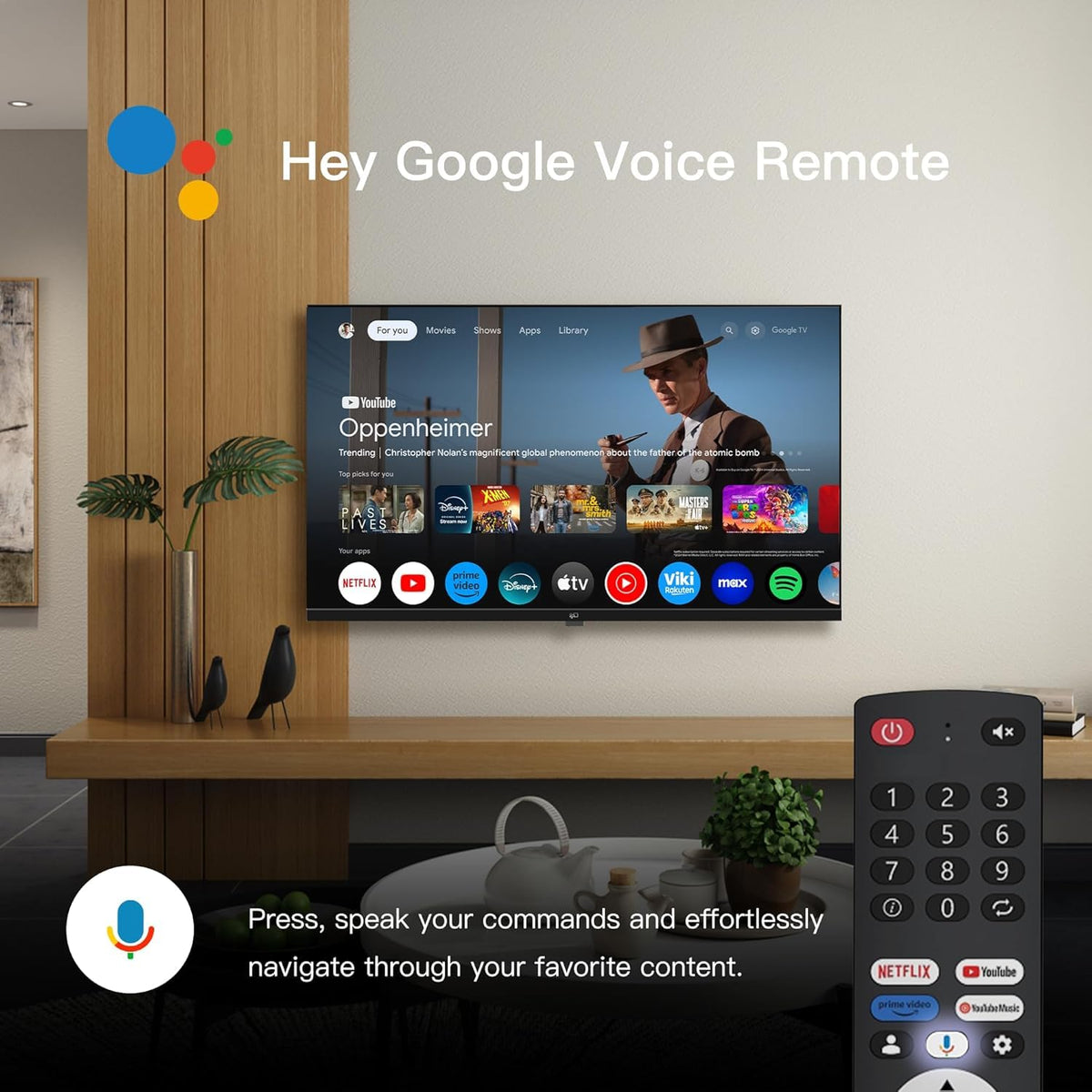 FPD 50 Inch Smart TV, 4K LED Google TV with Google Play Built-in Google Cast, HDR 10, MEMC, Voice Remote, Dolby Audio, UHD Stream Live Television