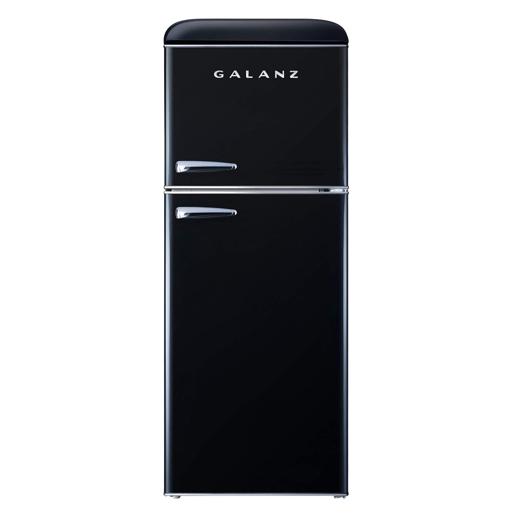 Galanz GLR25MBKR10 Retro Compact Refrigerator, Mini Fridge with Single Doors, Adjustable Mechanical Thermostat with Chiller, Black, 2.5 cu ft