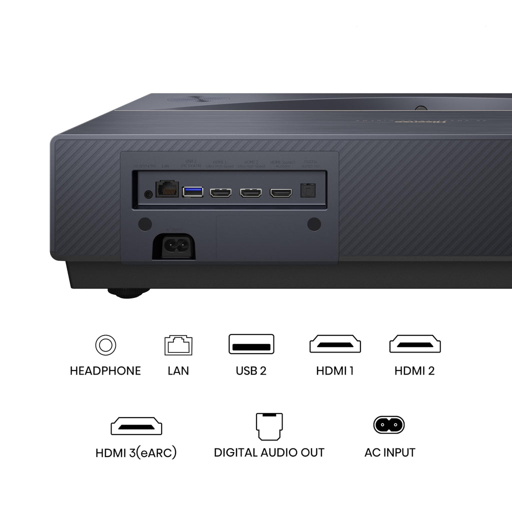 Hisense PX3-PRO Ultra Short Throw Triple Laser Projector, 4K UHD, 80 C 150, 3,000 Lumens, 3000:1 Contrast, Dolby Vision & Atmos, IMAX Enhanced, 240