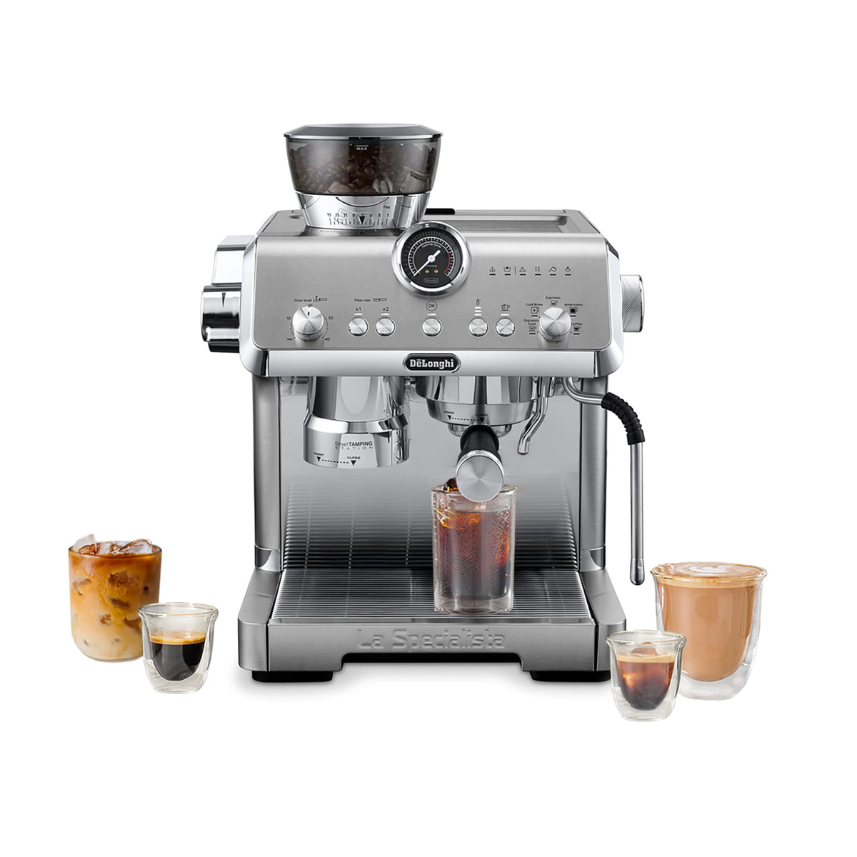De'Longhi La Specialista Arte Evo Espresso Machine - Compact Cold Brew Coffee Maker with Grinder, Milk Steam Wand/Frother & Tamping Tools - Home