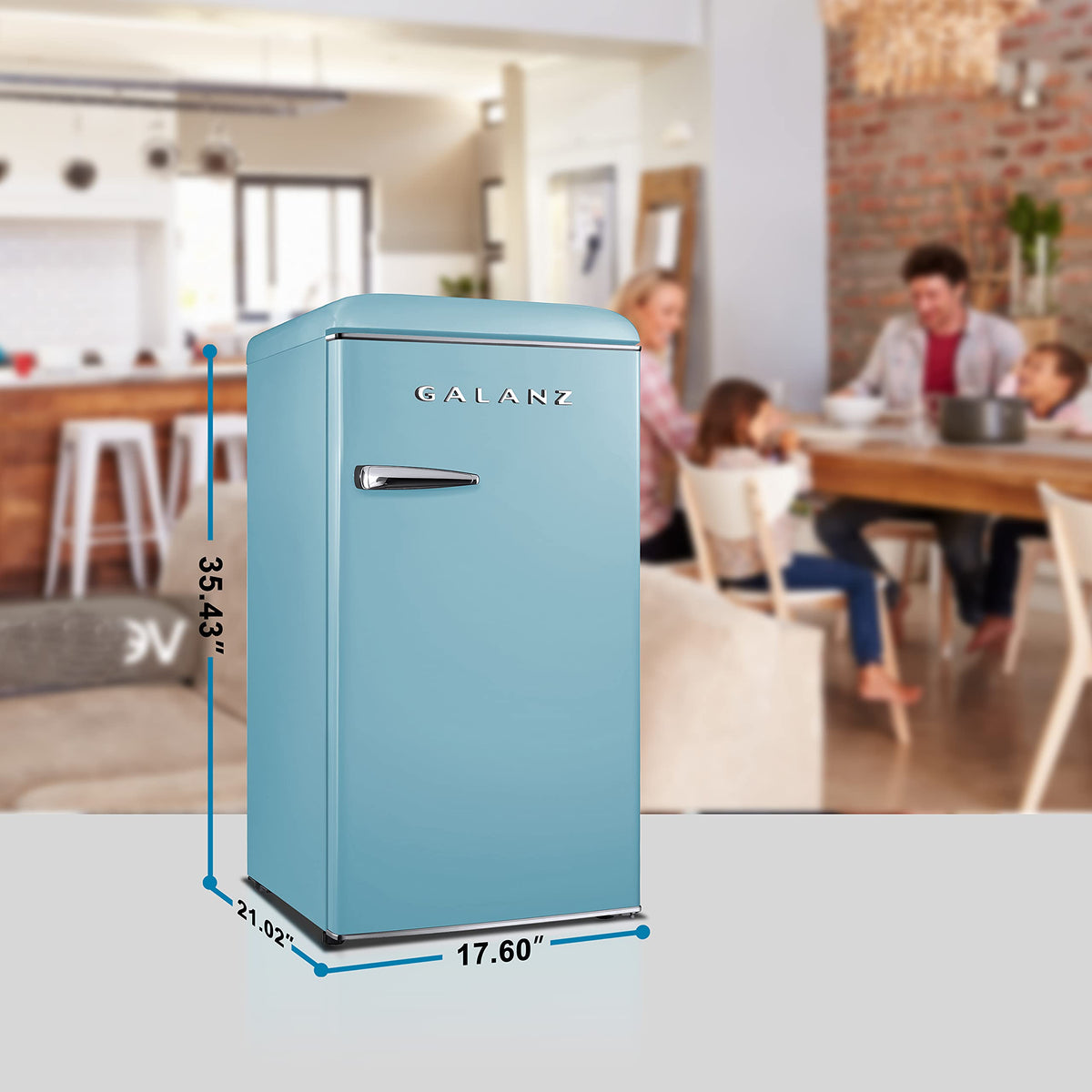 Galanz GLR25MBKR10 Retro Compact Refrigerator, Mini Fridge with Single Doors, Adjustable Mechanical Thermostat with Chiller, Black, 2.5 cu ft