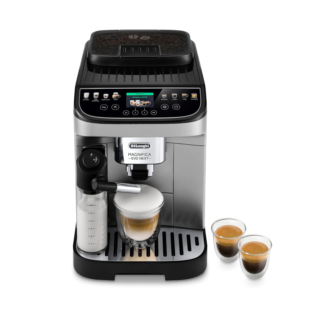 De'Longhi Magnifica Evo Automatic Espresso & Coffee Machine with Auto Milk Frother, Built-in Grinder & Auto-Clean Function - For Latte, Cappuccino