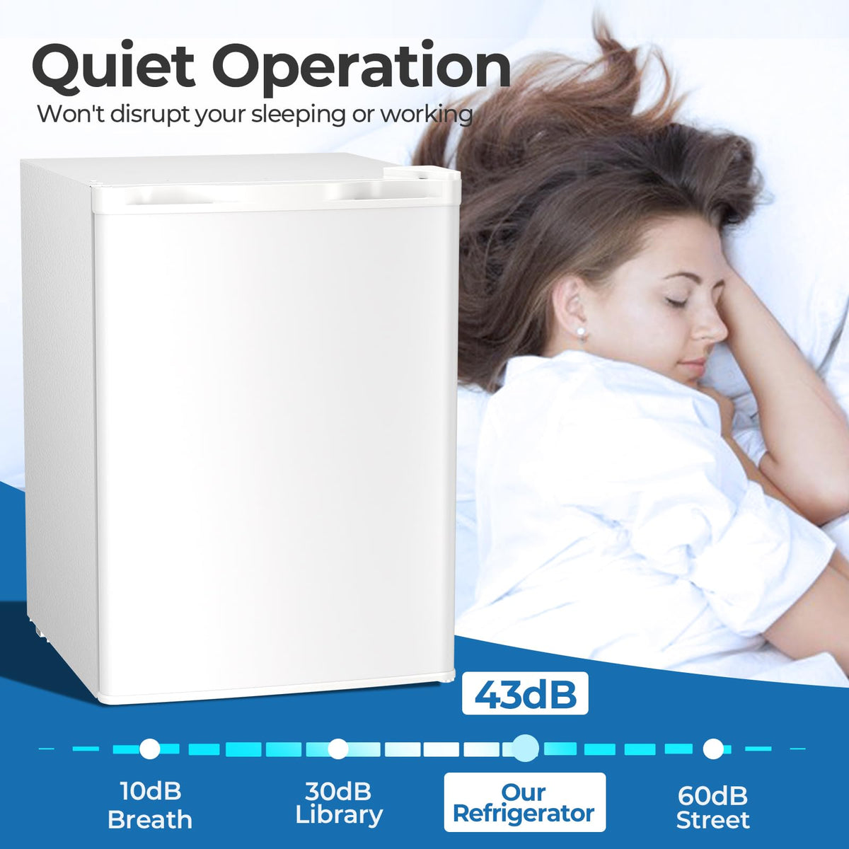 3.2 Cu.ft Mini Fridge with Freezer, Compact Refrigerator with Reversible Single Door, Adjustable Thermostat, Low Noise, Energy Efficient for Office