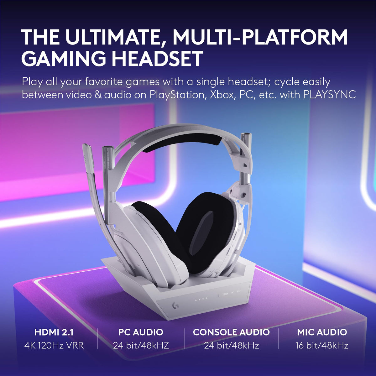 Logitech G Astro A50 X Multi-Platform Wireless Gaming Headset + Base Station for PS5/Xbox/PC: PLAYSYNC Video & Audio Switcher, HDMI 2.1 4K 120Hz VRR