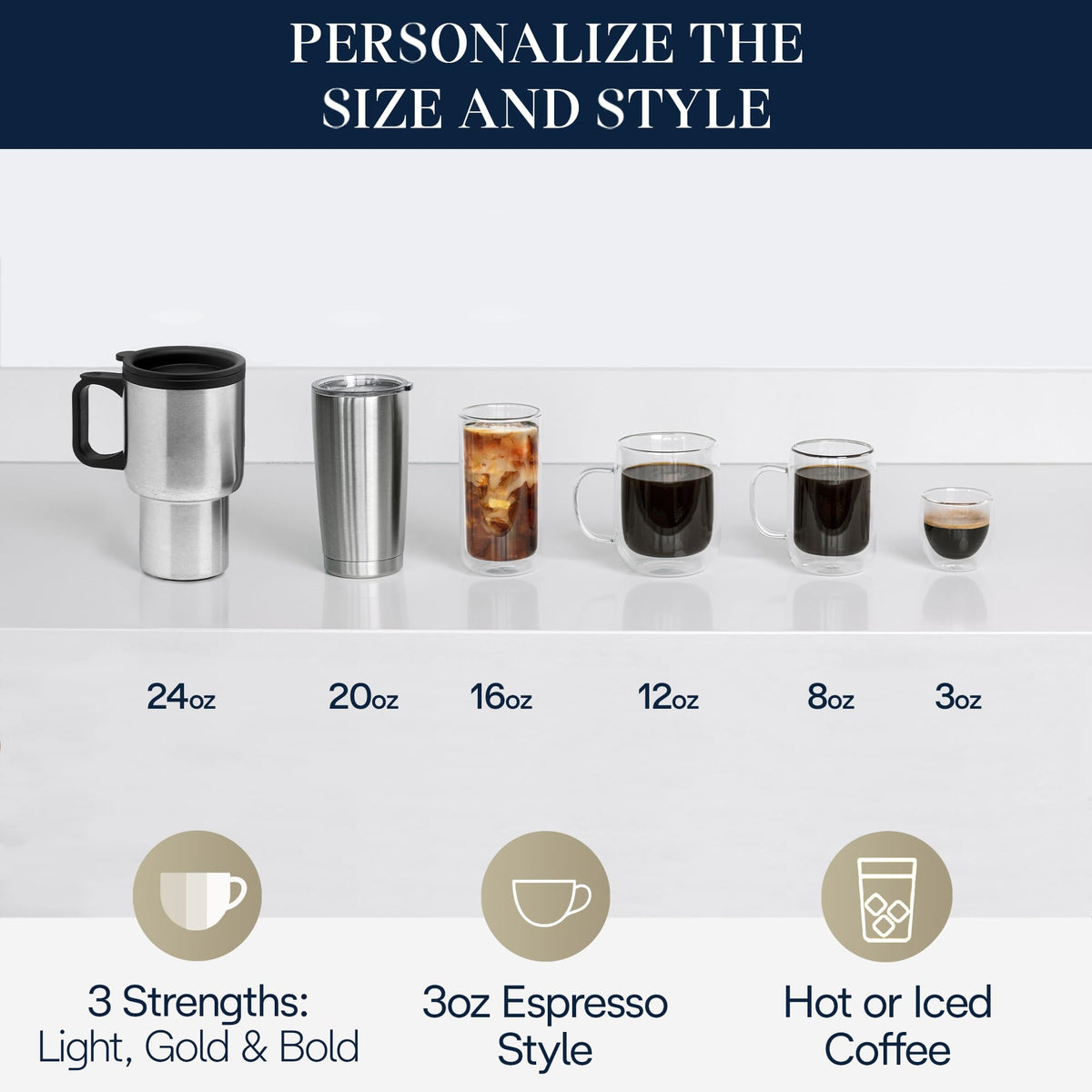 De'Longhi True Brew Drip Coffee Maker, Built in Grinder, Single Serve, 8 oz to 24 oz, Hot or Iced Coffee, Stainless, CAM51025MB
