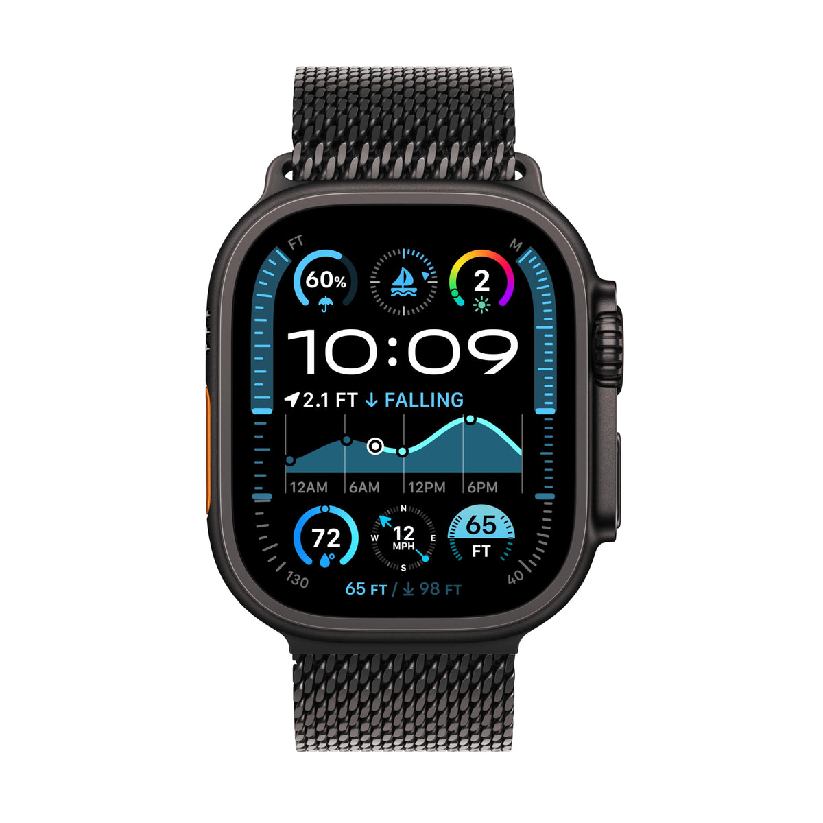 Apple Watch Ultra 2 (GPS + Cellular, 49MM) - Black Titanium Case with Black Ocean Band (Renewed Premium)