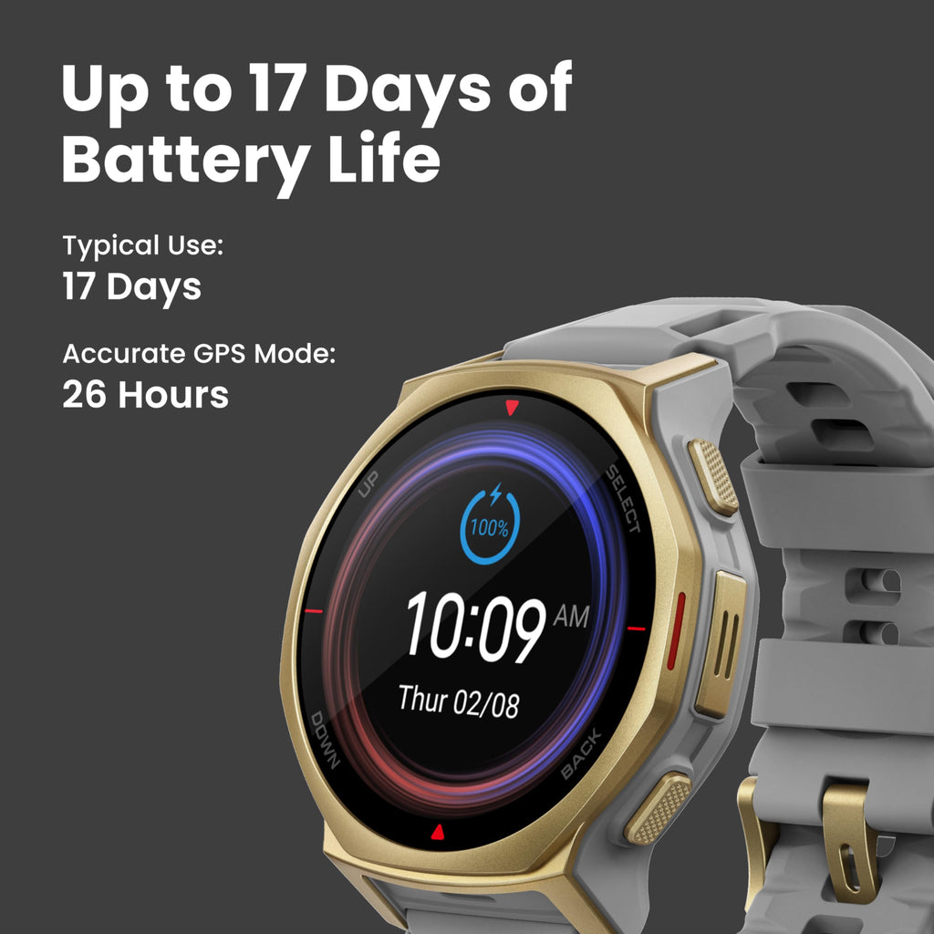 Amazfit T-Rex 3 Pro Outdoor Smart Watch 48mm Sapphire AMOLED Display, Ti Bezel, Dual Band GPS, Offline Maps, 25 Days Battery, Built-in Flashlight, 10