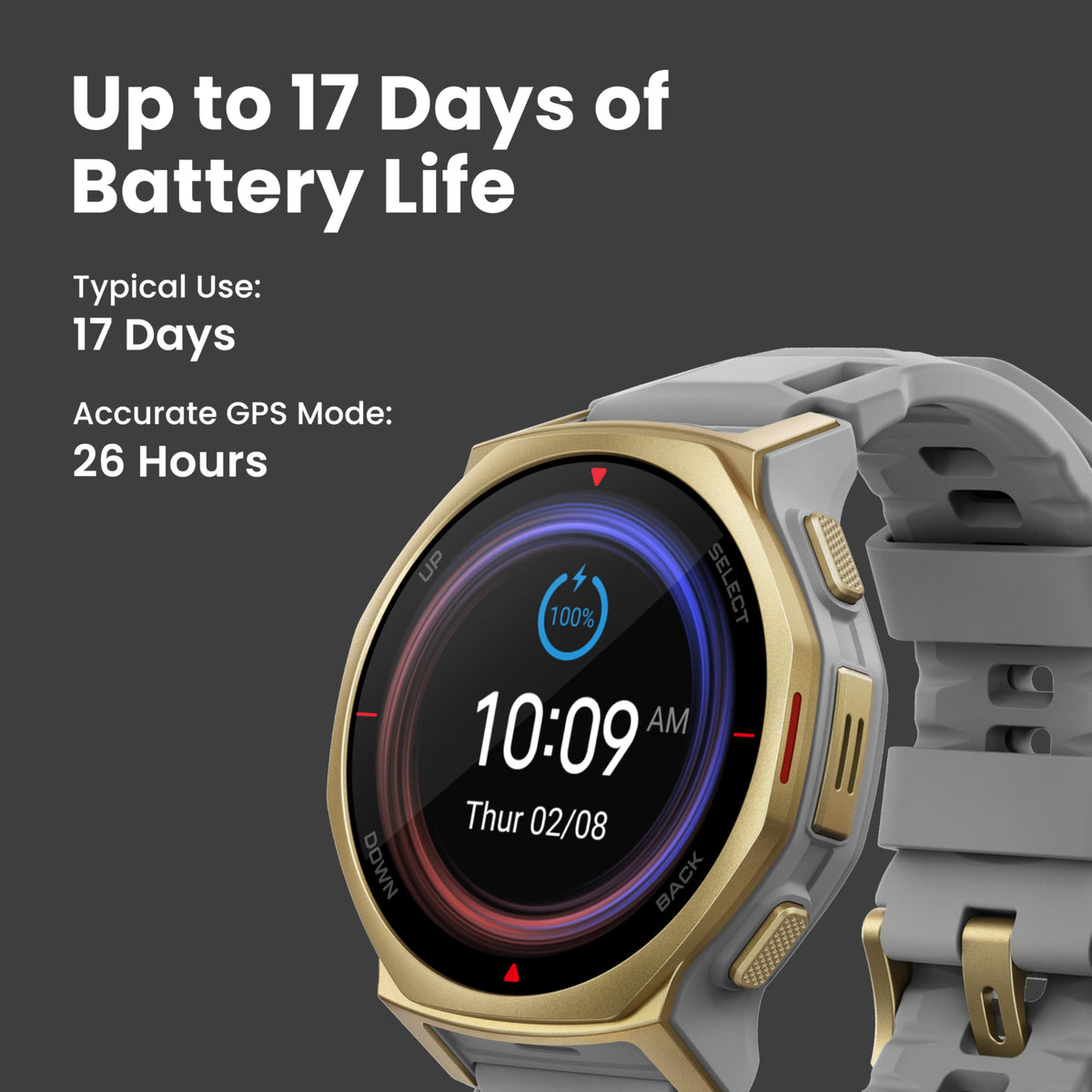 Amazfit T-Rex 3 Pro Outdoor Smart Watch 48mm Sapphire AMOLED Display, Ti Bezel, Dual Band GPS, Offline Maps, 25 Days Battery, Built-in Flashlight, 10