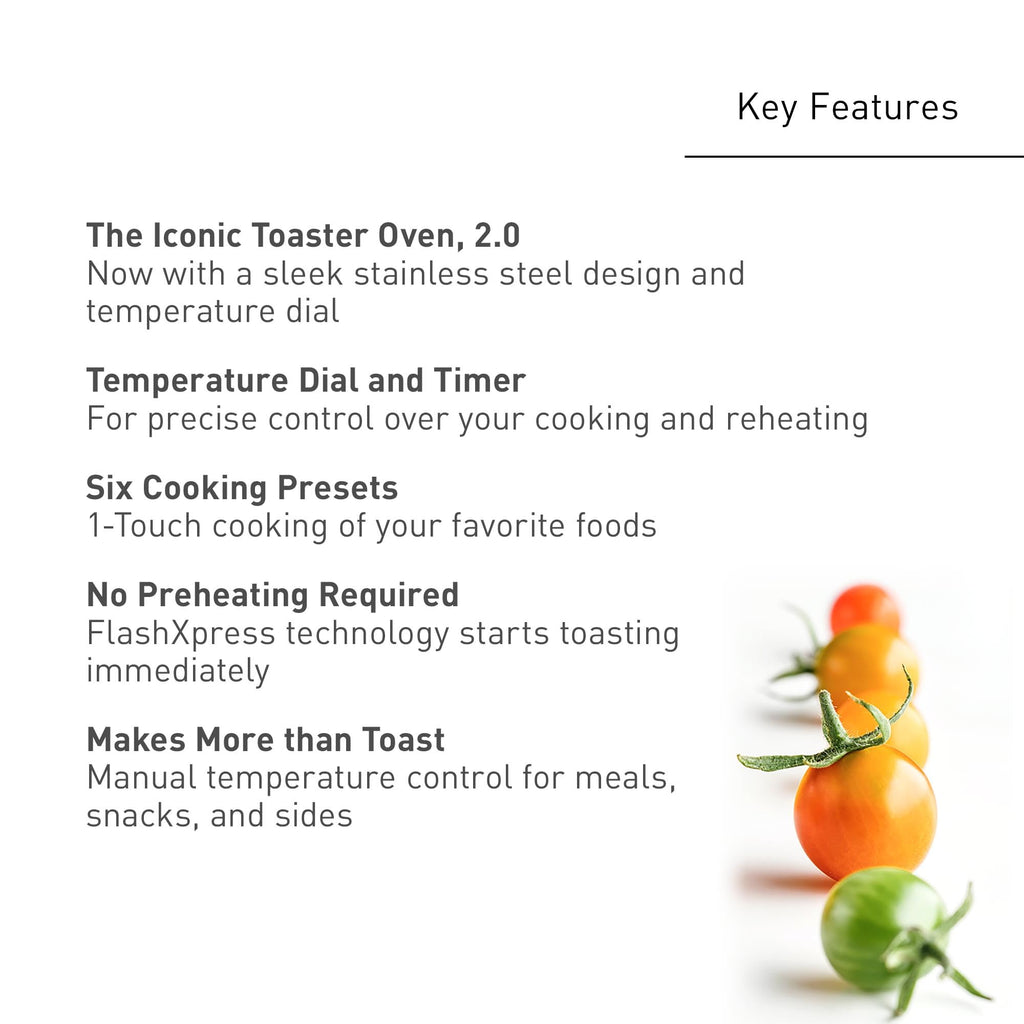 Panasonic FlashXpress Toaster Oven Countertop, 4-Slice Compact Size with Double Infrared Heating, 6 Auto Cook Options and Precise Temperature Control