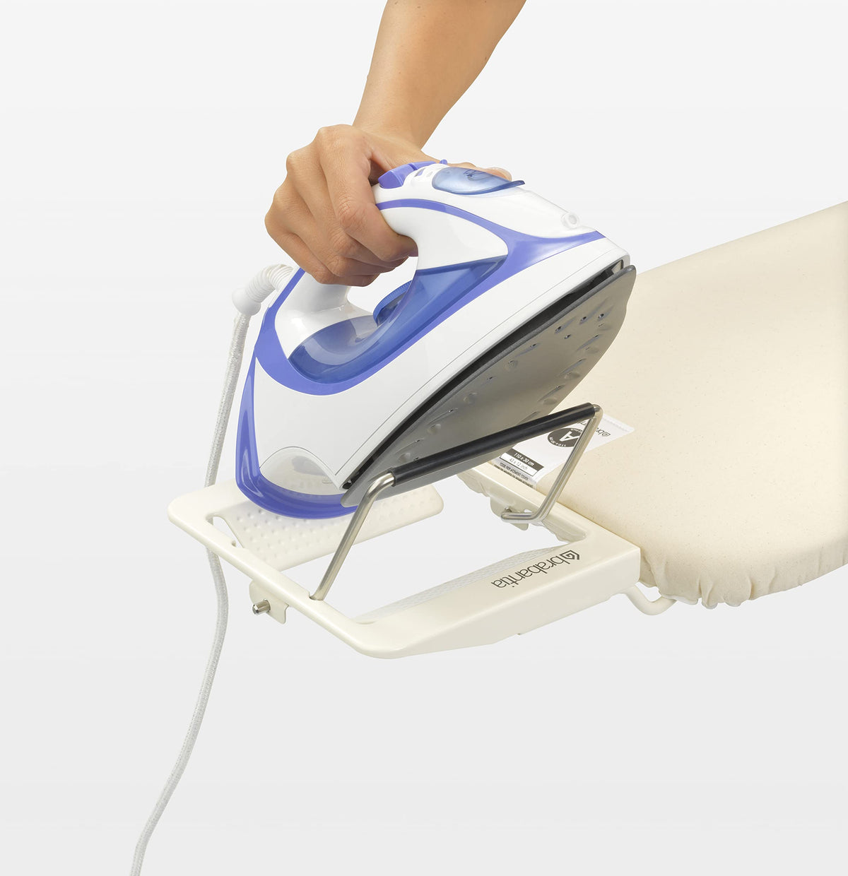 Brabantia Size C Ironing Board (49 x 18in) 7 Height Options, Adjustable Steam Iron Rest Holder & Linen Rack (Ecru) Non-Slip Feet, Anti-Collapse Child