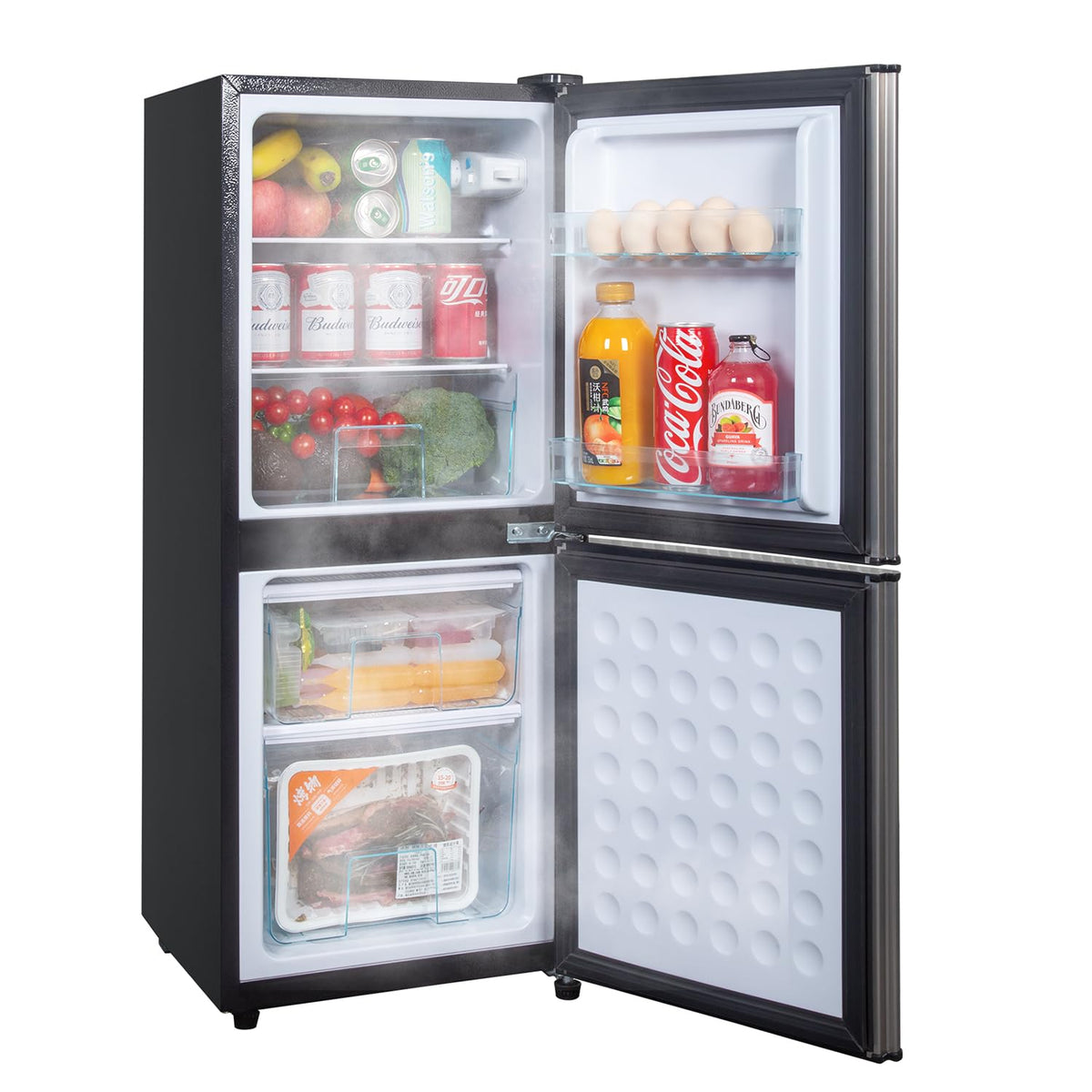 4.2 Cu Ft Mini Fridge for Bedroom, 2 Door Small Fridge, 7 Level Thermostat, LED Light, Small Refrigerator for Bedroom, Office, Dorm