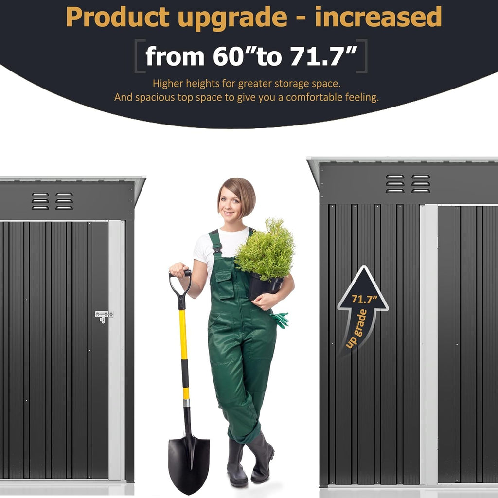 Polar Aurora 12x14 FT Outdoor Storage Shed, Garden Shed with Updated Frame Structure and Lockable Doors, Metal Tool Sheds for Backyard Garden Patio