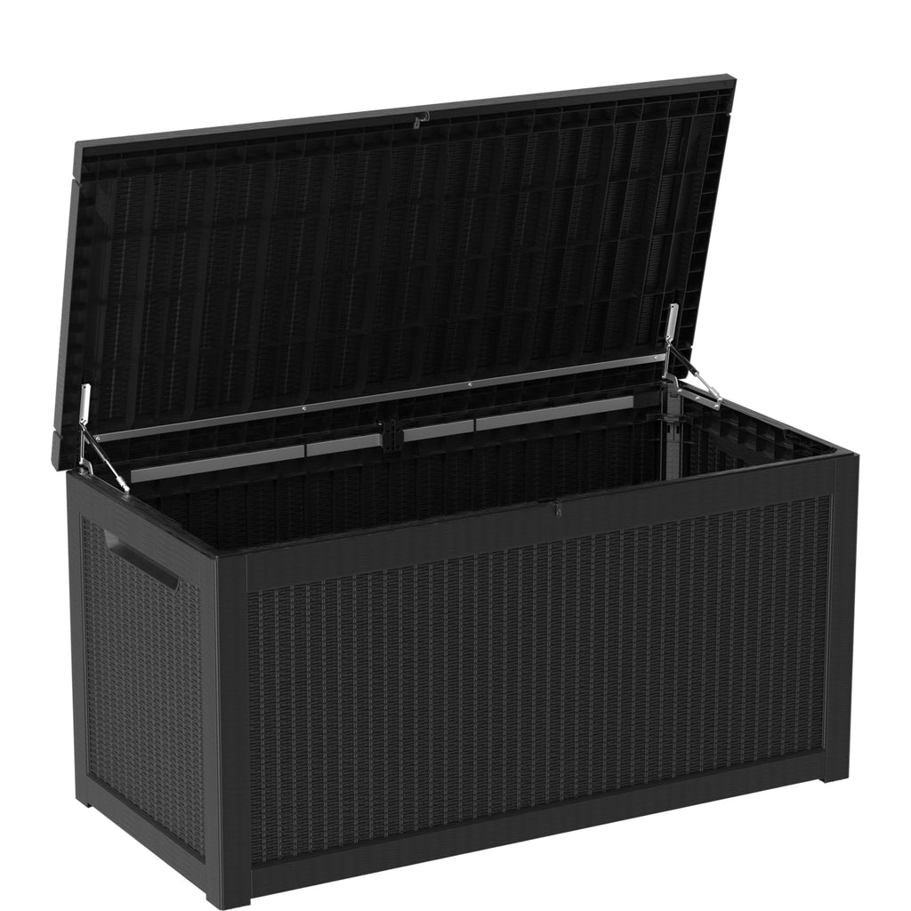 Mersco 320 Gallon Double-Wall Resin Deck Box - Lockable Waterproof Outdoor Storage Box, 1000lbs Capacity & Doubles as Seating for Patio Furniture