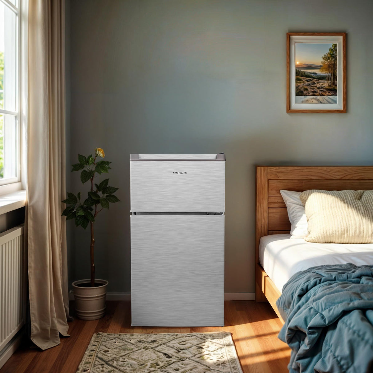 Frigidaire Compact Refrigerator with Top Freezer - 2 Door Fridge with 3.2 Cu Ft, Contemporary Series, Blue