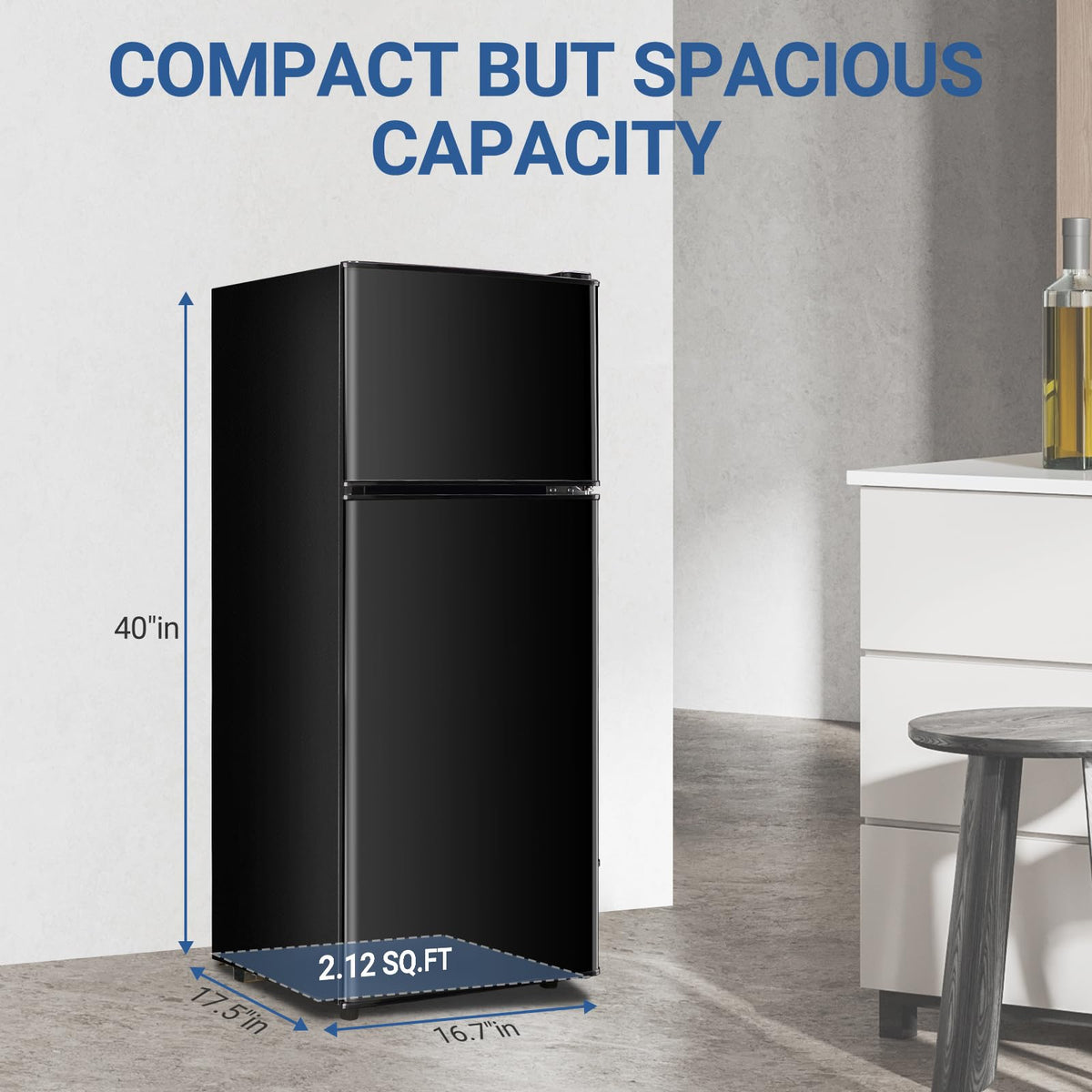 Mini Refrigerator with Freezer 4.0 Cu. Ft., Small Dorm Fridge with Freezer, Adjustable Thermostat Compact Fridge Freezers for Apartment, Dorm