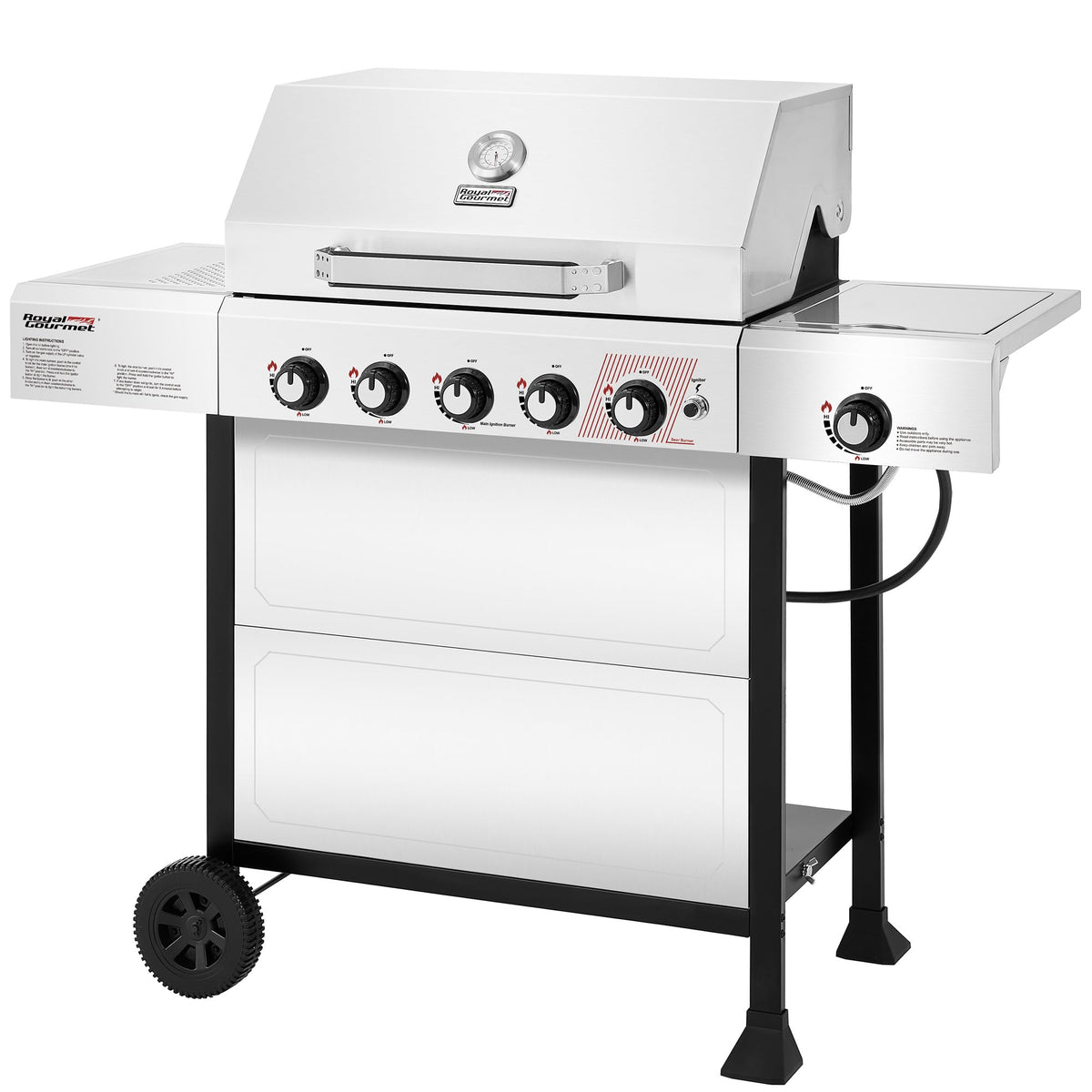 Royal Gourmet GA5401T 5-Burner BBQ Liquid Propane Gas Grill with Side Burner, Stainless Steel 61,000 BTU Output for Patio Garden Picnic Backyard