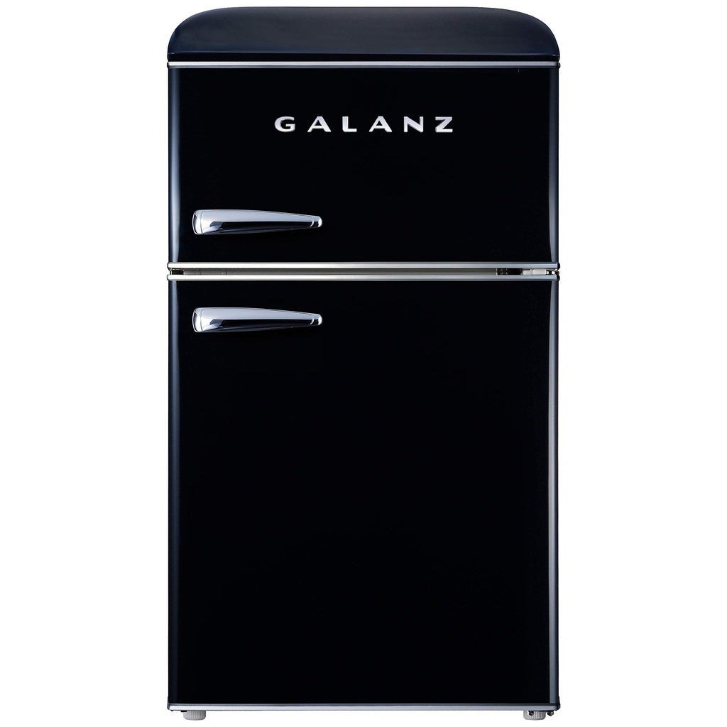 Galanz GLR25MBKR10 Retro Compact Refrigerator, Mini Fridge with Single Doors, Adjustable Mechanical Thermostat with Chiller, Black, 2.5 cu ft