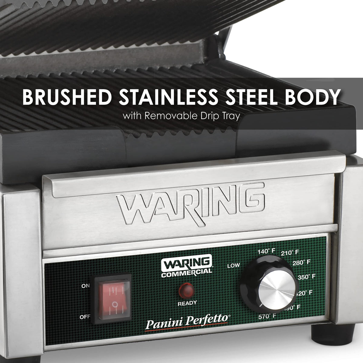 Waring Commercial WFG150 Tostato Perfetto® Compact Flat Toasting Grill, 120V, 1800W, 5-15 Phase Plug