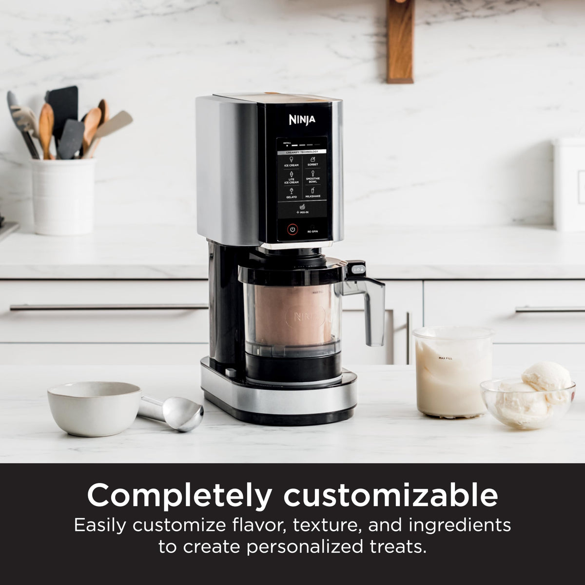 Ninja NC301 CREAMi Ice Cream Maker, for Gelato, Mix-ins, Milkshakes, Sorbet, Smoothie Bowls & More, 7 One-Touch Programs, with (2) Pint Containers &