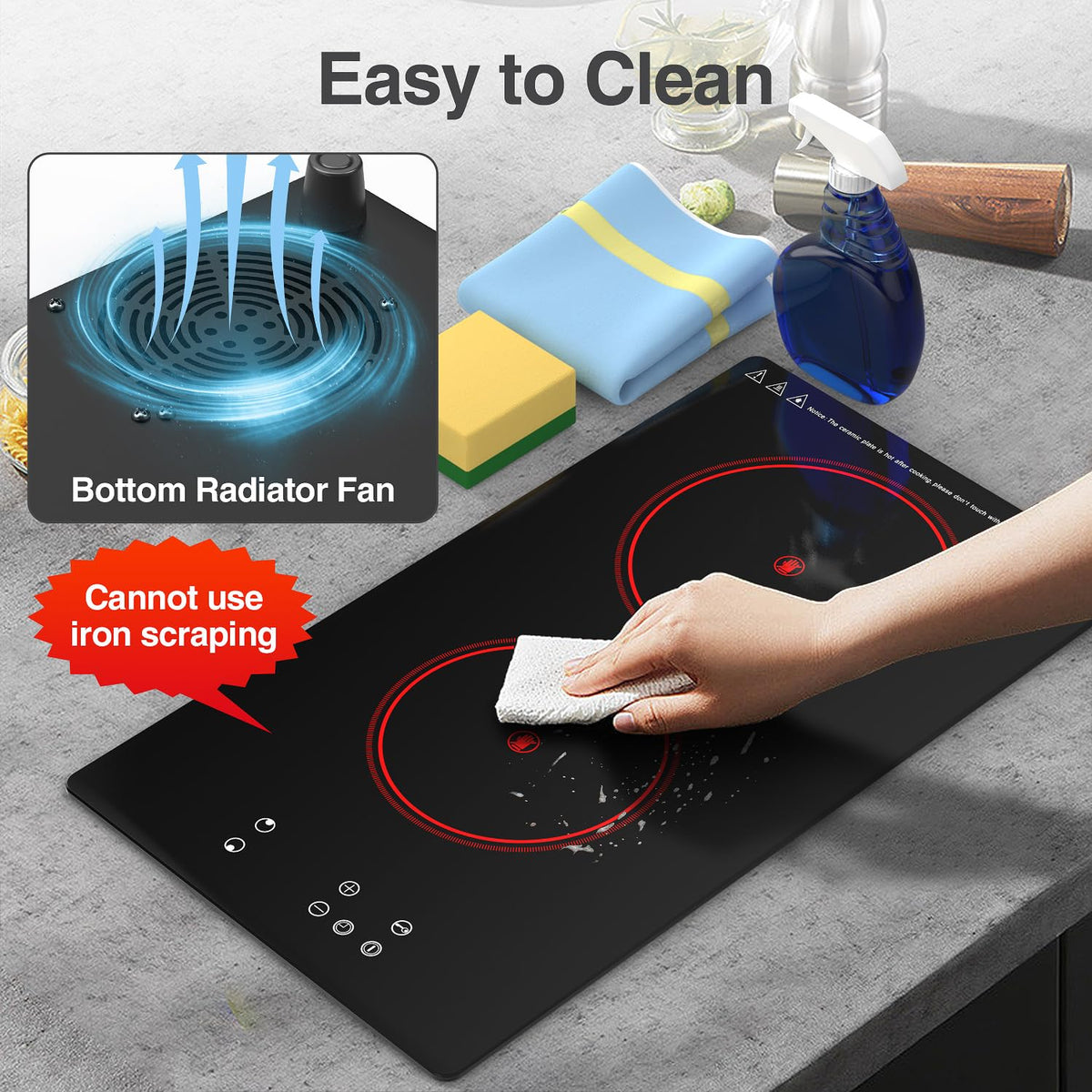 4 Burner Electric Cooktop,7200W Built-in & Countertop 4 Burner Electric Stove Top with 9 Power Levels, Child Safety Lock & 99mins Timer, 30 inch