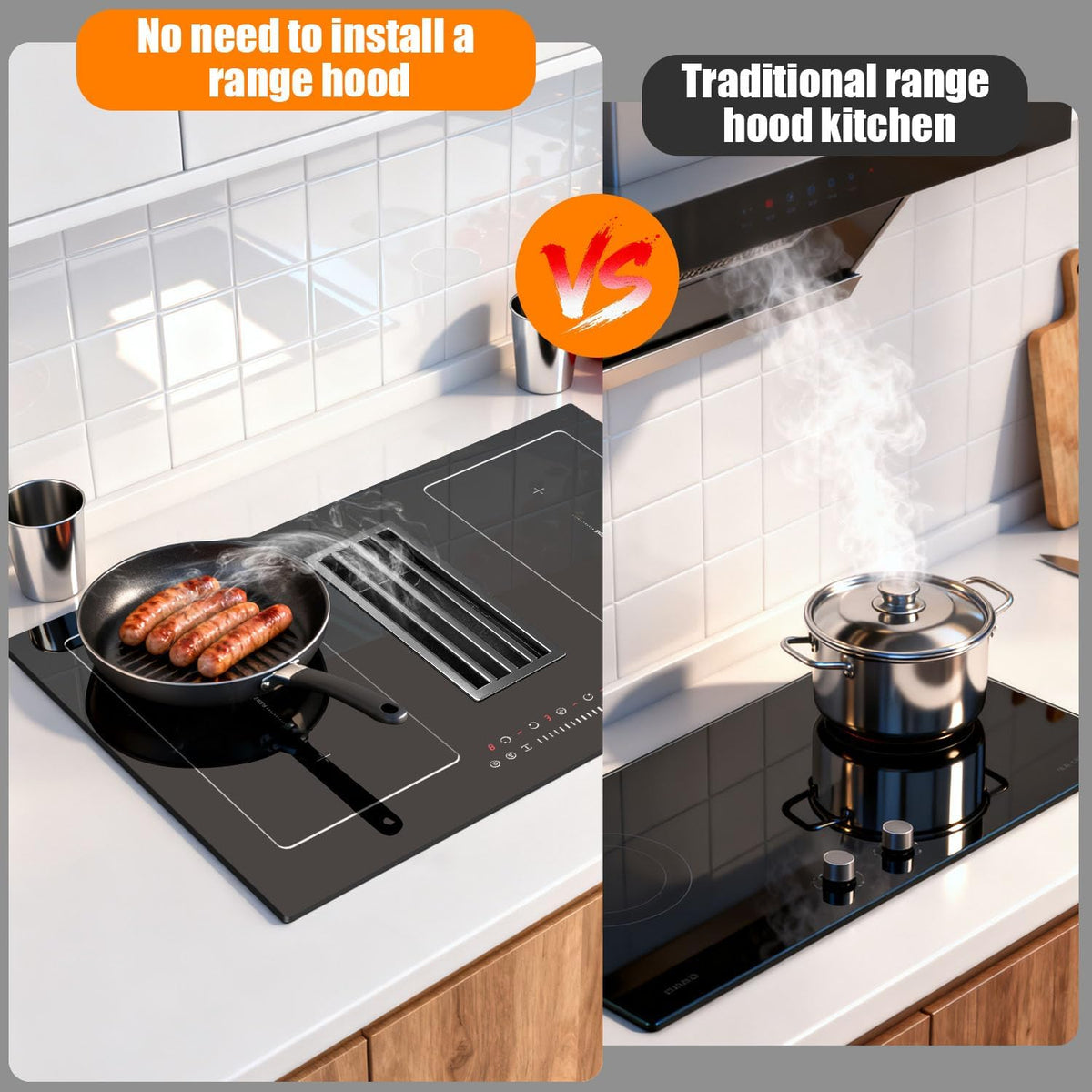 Noxton 24 Inch Induction Cooktop, 4 Burners Electric Cooktop, Upgraded Induction Stovetop with Flex Zone, Power Boost, Pause, 9 Power Levels, Child