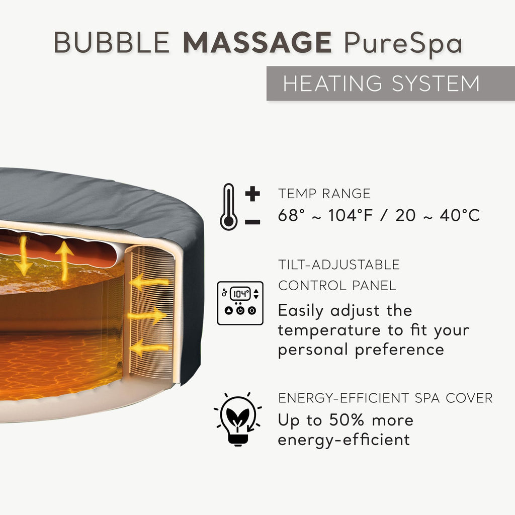 INTEX 28425EH PureSpa Bubble Massage Spa Set Outdoor Inflatable Portable Hot Tub, Includes Energy Efficient Spa Cover, Saltwater System Ready, 4