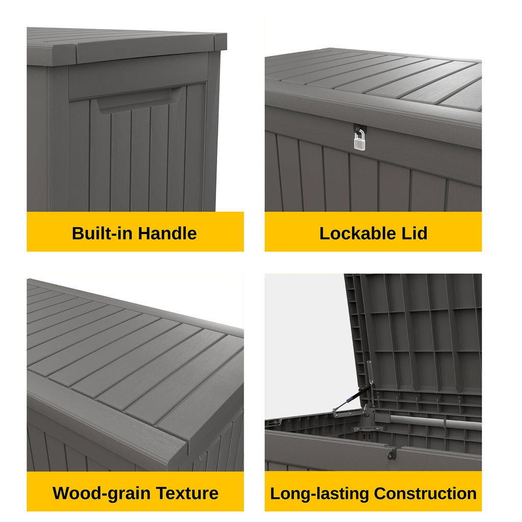 EAST OAK Outdoor Storage Box, 180 Gallon Deck Box, Large Resin Storage Bin for Patio Cushions, Gardening Tools, Lockable, Waterproof and UV Resistant