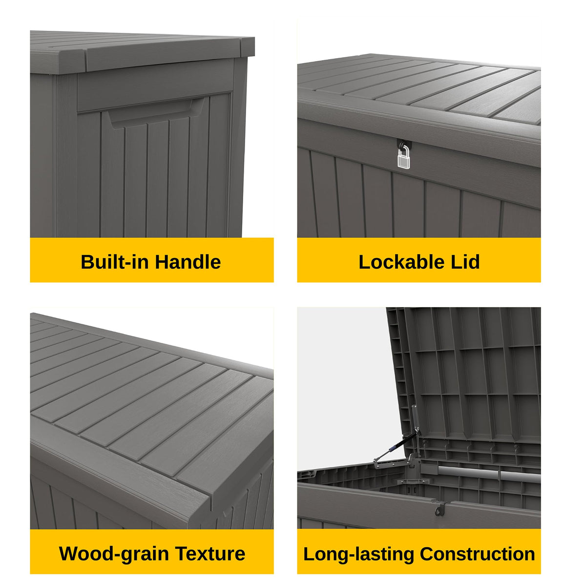 EAST OAK Outdoor Storage Box, 180 Gallon Deck Box, Large Resin Storage Bin for Patio Cushions, Gardening Tools, Lockable, Waterproof and UV Resistant
